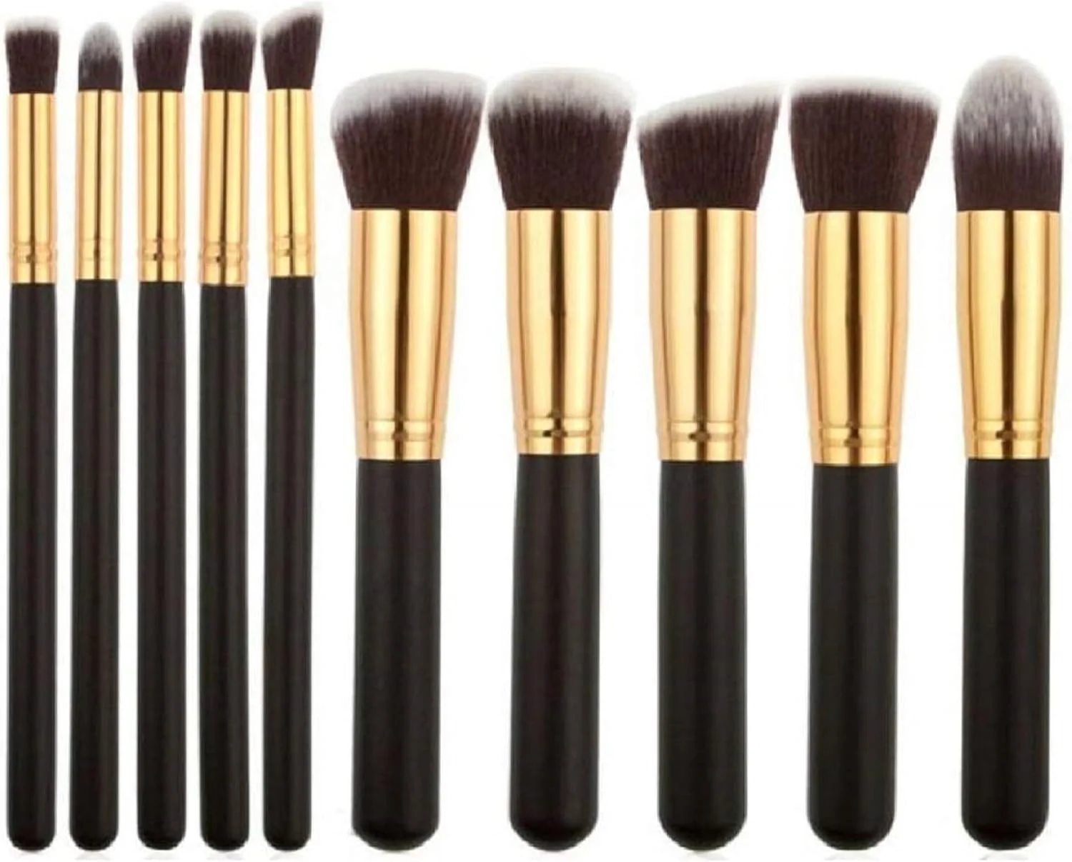SHRIRAYS Premium Synthetic Bristle Professional Face And Eye Makeup Brushes Set With 10 Makeup Brushes | For Cream, Liquid And Powder Formulation (Black and Silver Pack of 1)