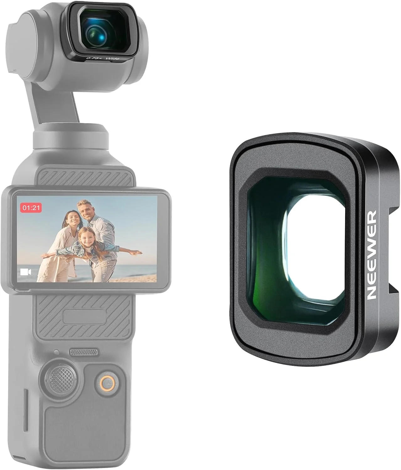 لنز واید انگل 0.75X نیور سازگار با لوازم جانبی کمبو DJI OSMO Pocket 3 Creator، میدان دید گسترده 108 درجه، لنز دوربین اکشن آسفریک پوشش‌دار مغناطیسی، LS-45