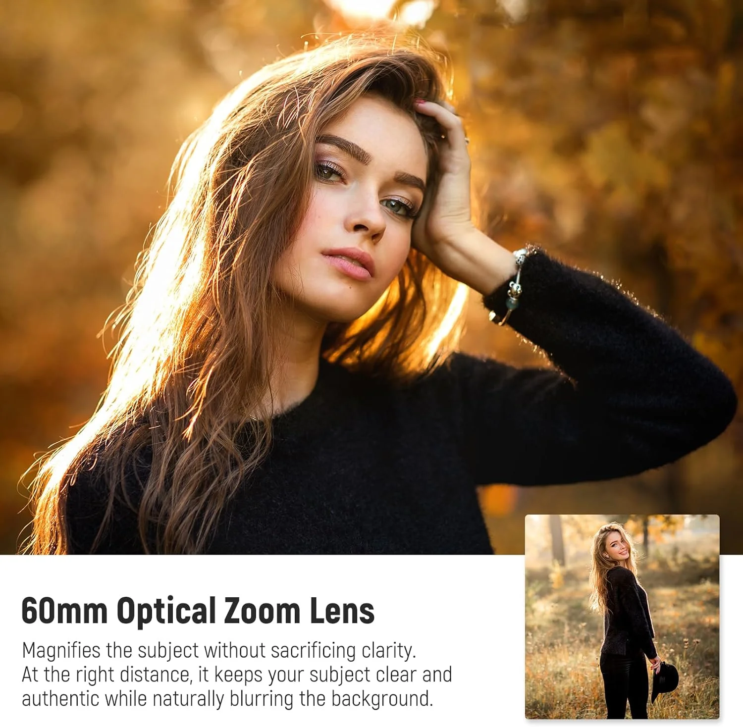 لنز تله فوتو 60 میلی‌متری NEEWER با بزرگنمایی 2 برابر، گیره لنز پیچی 17 میلی‌متری و حلقه آداپتور فیلتر 67 میلی‌متری برای لنز گوشی‌های هوشمند و لنز دوربین سازگار با آیفون سامسونگ LS-41 PRO