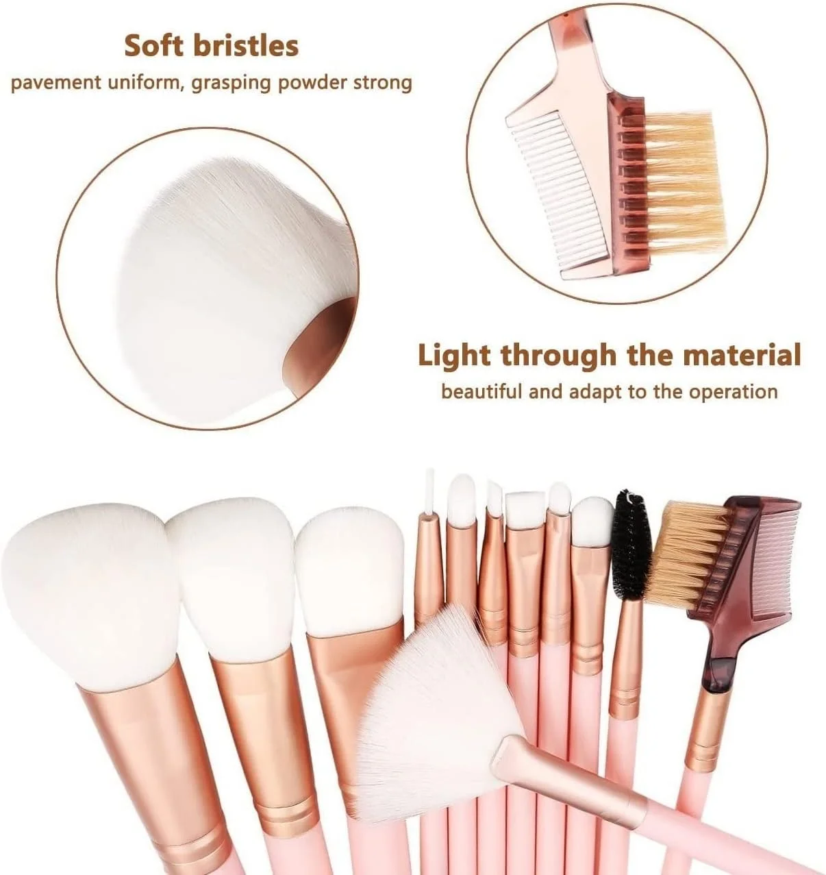 SHRIRAYS 12+1 pcs Makeup Brush Set with Case & Blending Brush, Face And Eyeshadow Makeup Brush Kit, Synthetic Bristles Cosmetic Brush Set (Light Pink and Pack of 1)
