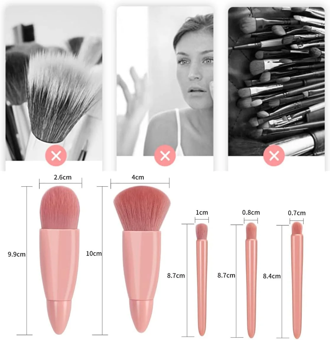 Shrux 5pcs Mini Complete Function Cosmetic Brushes Set with Makeup Mirror//Lip Brush,Blending Powder Brush, Eye shadow Brush // Synthetic Foundation Brush Kit with Storage Box(1pcs)(Multicolor) Shrux 5pcs Mini Complete Function Cosmetic Brushes Set with Makeup Mirror//Lip Brush,Blending Powder Brush, Eye shadow Brush // Synthetic Foundation Brush Kit with Storage Box(1pcs)(Multicolor)