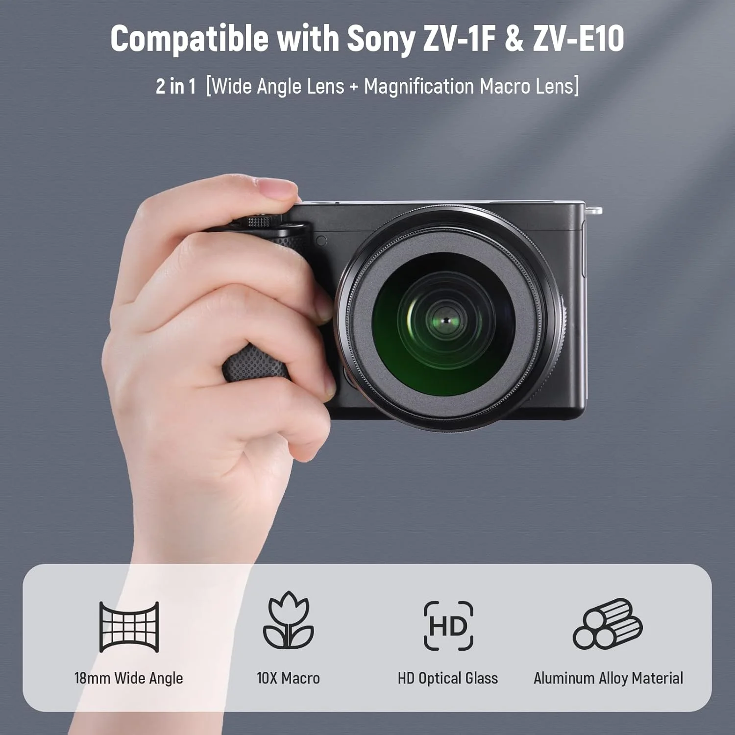 لنز زاویه باز HD نیور 40.5 میلیمتری سازگار با Sony ZV-1F ZV-E10 A5000 A6000، لنز اضافی 2 در 1 زاویه باز 18 میلیمتری و ماکرو 10x با لوله توسعه، آداپتور لنز با پایه سرنیزهای (LS-30، مشکی) لنز زاویه باز HD نیور 40.5 میلیمتری سازگار با Sony ZV-1F ZV-E10 A5000 A6000، لنز اضافی 2 در 1 زاویه باز 18 میلیمتری و ماکرو 10x با لوله توسعه، آداپتور لنز با پایه سرنیزهای (LS-30، مشکی)