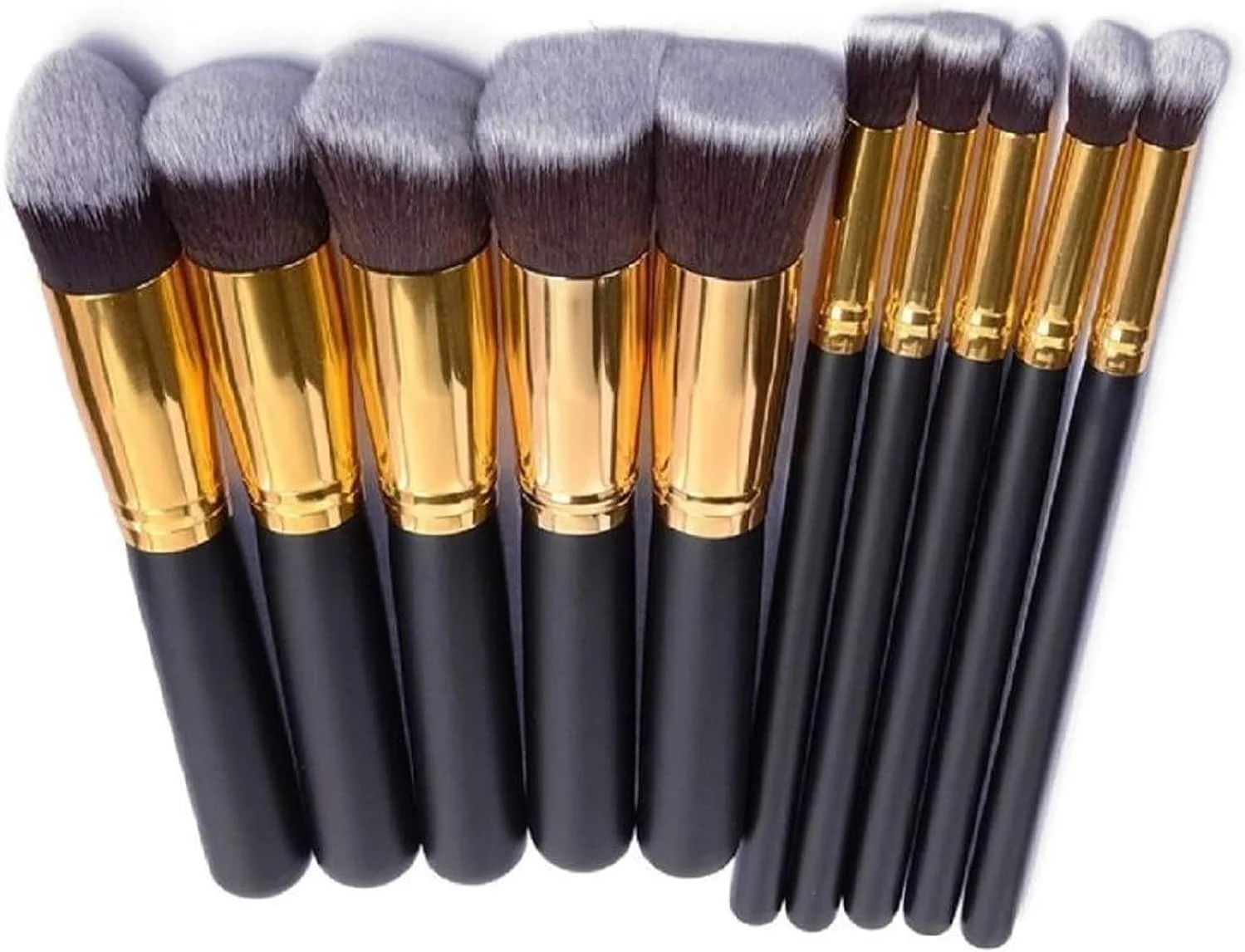 SHRIRAYS Premium Synthetic Bristle Professional Face And Eye Makeup Brushes Set With 10 Makeup Brushes | For Cream, Liquid And Powder Formulation (Black and Silver Pack of 1)