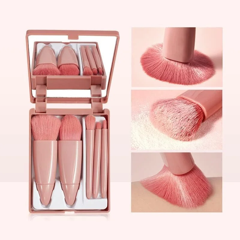 Shrux 5pcs Mini Complete Function Cosmetic Brushes Set with Makeup Mirror//Lip Brush,Blending Powder Brush, Eye shadow Brush // Synthetic Foundation Brush Kit with Storage Box(1pcs)(Multicolor) Shrux 5pcs Mini Complete Function Cosmetic Brushes Set with Makeup Mirror//Lip Brush,Blending Powder Brush, Eye shadow Brush // Synthetic Foundation Brush Kit with Storage Box(1pcs)(Multicolor)