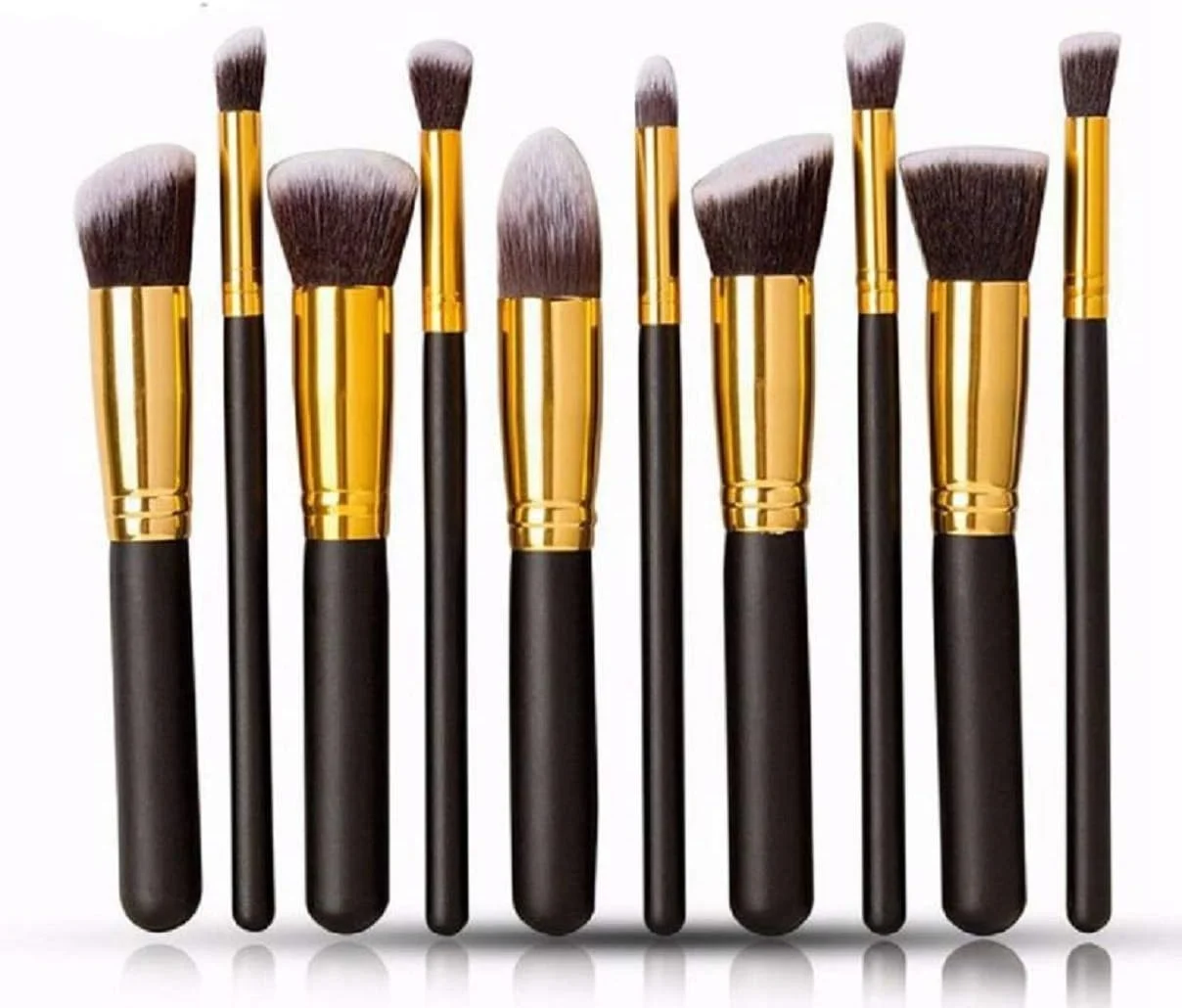 SHRIRAYS Premium Synthetic Bristle Professional Face And Eye Makeup Brushes Set With 10 Makeup Brushes | For Cream, Liquid And Powder Formulation (Black and Silver Pack of 1)