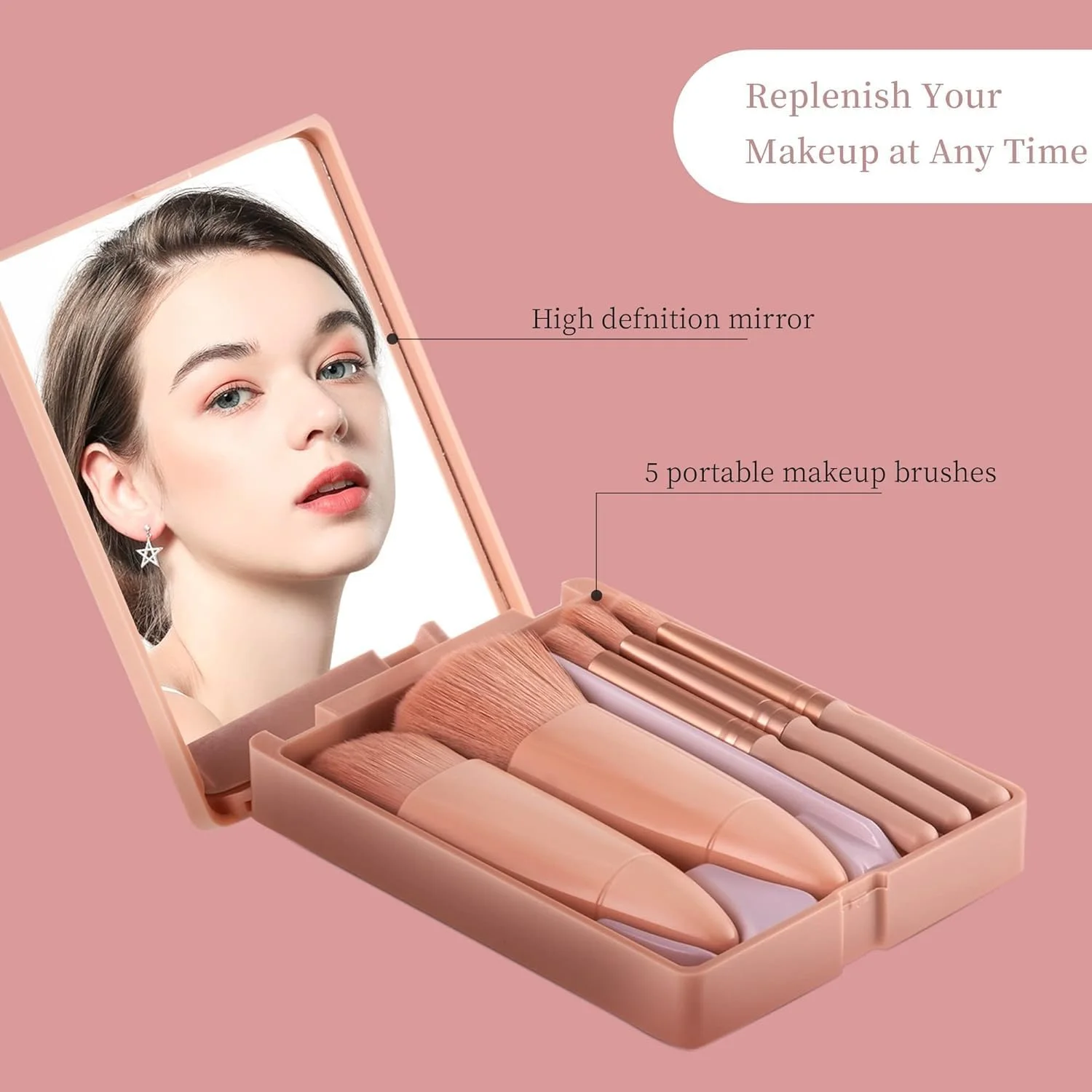 Shrux 5pcs Mini Complete Function Cosmetic Brushes Set with Makeup Mirror//Lip Brush,Blending Powder Brush, Eye shadow Brush // Synthetic Foundation Brush Kit with Storage Box(1pcs)(Multicolor) Shrux 5pcs Mini Complete Function Cosmetic Brushes Set with Makeup Mirror//Lip Brush,Blending Powder Brush, Eye shadow Brush // Synthetic Foundation Brush Kit with Storage Box(1pcs)(Multicolor)