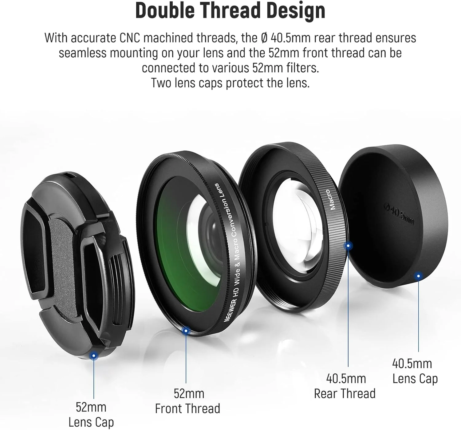 لنز زاویه باز HD نیور 40.5 میلیمتری سازگار با Sony ZV-1F ZV-E10 A5000 A6000، لنز اضافی 2 در 1 زاویه باز 18 میلیمتری و ماکرو 10x با لوله توسعه، آداپتور لنز با پایه سرنیزهای (LS-30، مشکی) لنز زاویه باز HD نیور 40.5 میلیمتری سازگار با Sony ZV-1F ZV-E10 A5000 A6000، لنز اضافی 2 در 1 زاویه باز 18 میلیمتری و ماکرو 10x با لوله توسعه، آداپتور لنز با پایه سرنیزهای (LS-30، مشکی)