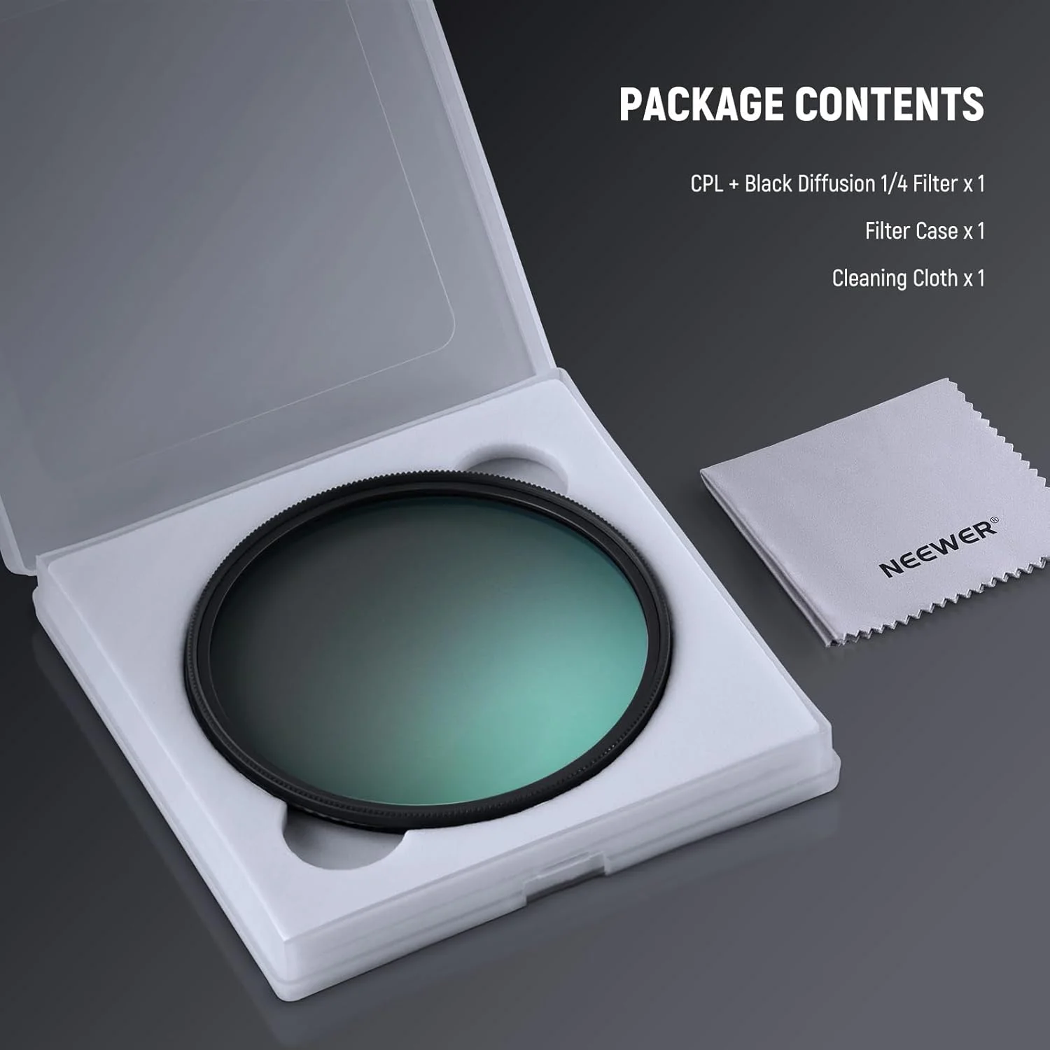 فیلتر 2 در 1 CPL + Black Diffusion 1/4 نِئِر، فیلتر پلاریزه دایره ای کاهنده تابش خیره کننده، فیلتر اثر لنز دوربین سینمایی نرم و رویایی با قاب آلومینیومی باریک و شیشه اپتیکال چند لایه، 67 میلی متر