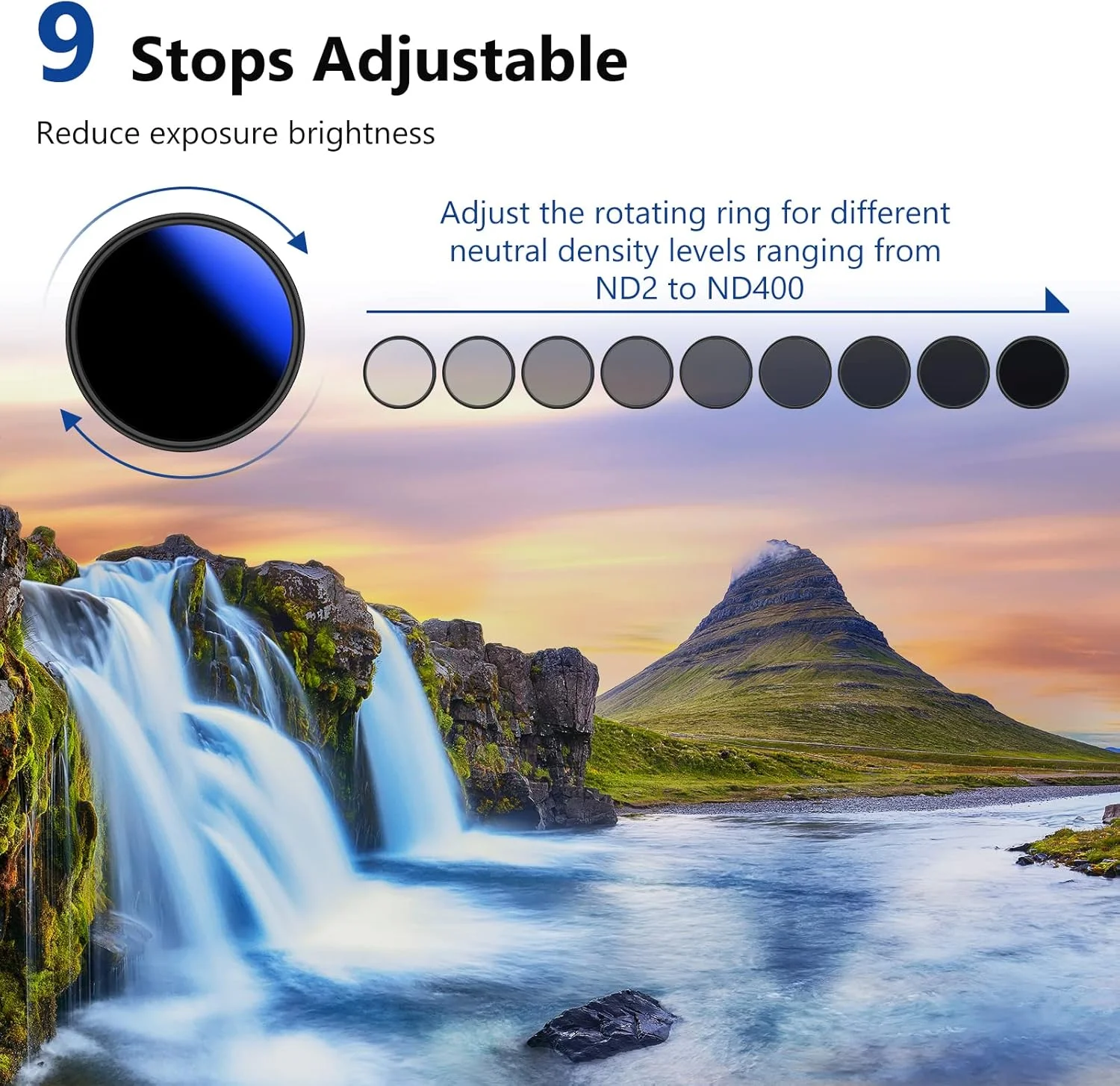 فیلتر ND متغیر MRC نیور برای لنز دوربین 82 میلی‌متری، فیلتر ND قابل تنظیم حرفه‌ای 82 میلی‌متری با پوشش چند لایه، مقاوم در برابر آب/مقاوم در برابر خراش/فوق‌العاده باریک