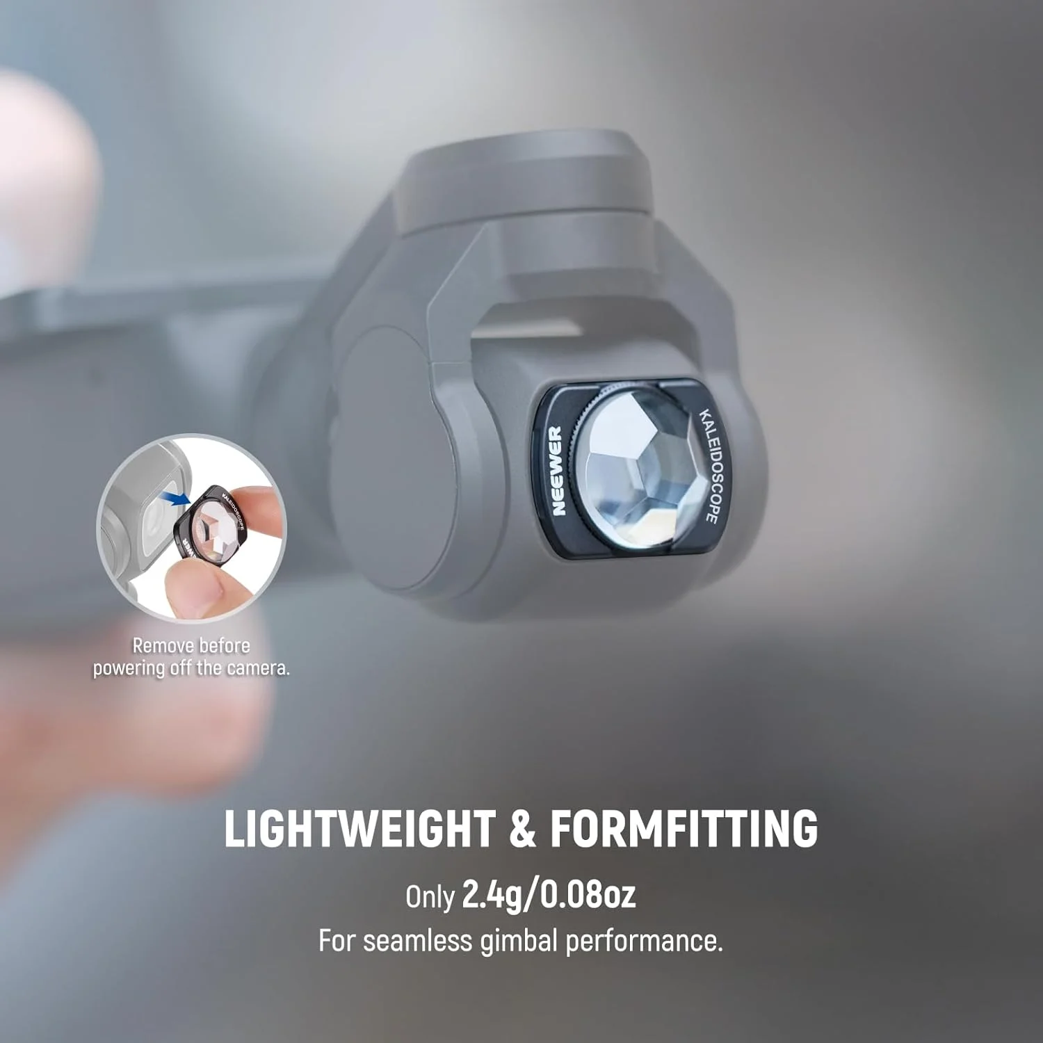 فیلتر منشوری کالیدوسکوپ NEEWER سازگار با لوازم جانبی DJI Osmo Pocket 3 Creator Combo، فیلتر لنز دوربین گیمبال شیشه ای اپتیکال HD چند لایه مغناطیسی با محافظ صفحه نمایش، مدل FL-C39