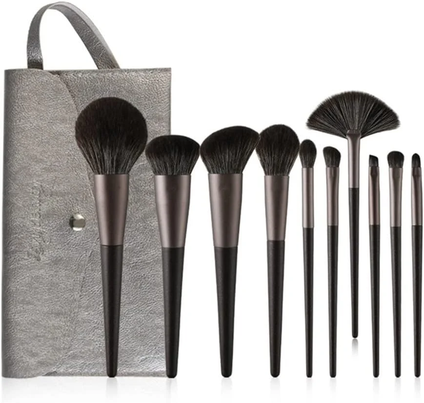 SKipdr 10Pcs Black Makeup Brushes Set Professional Brushes Foundation Powder Contour Eyeshadow Make Up Brushes
