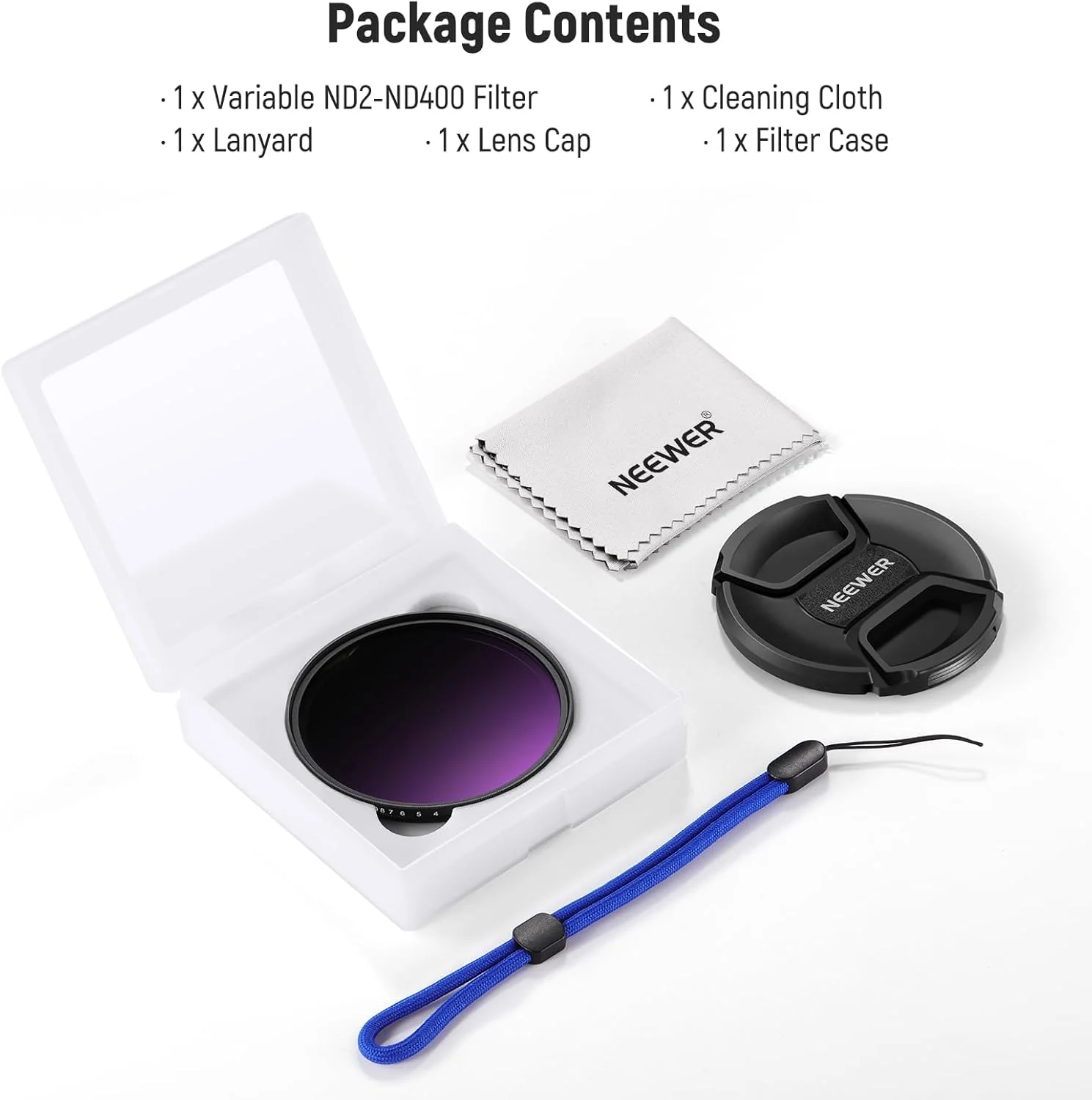 فیلتر ND متغیر NEEWER 58mm ND2-400 (1-9 استاپ) به همراه درب لنز، بند گردنی، پارچه تمیز کننده، تنظیم دقیق چگالی خنثی، مقاوم در برابر اثر انگشت و خراش، شیشه اپتیکال چند لایه فیلتر ND متغیر NEEWER 58mm ND2-400 (1-9 استاپ) به همراه درب لنز، بند گردنی، پارچه تمیز کننده، تنظیم دقیق چگالی خنثی، مقاوم در برابر اثر انگشت و خراش، شیشه اپتیکال چند لایه