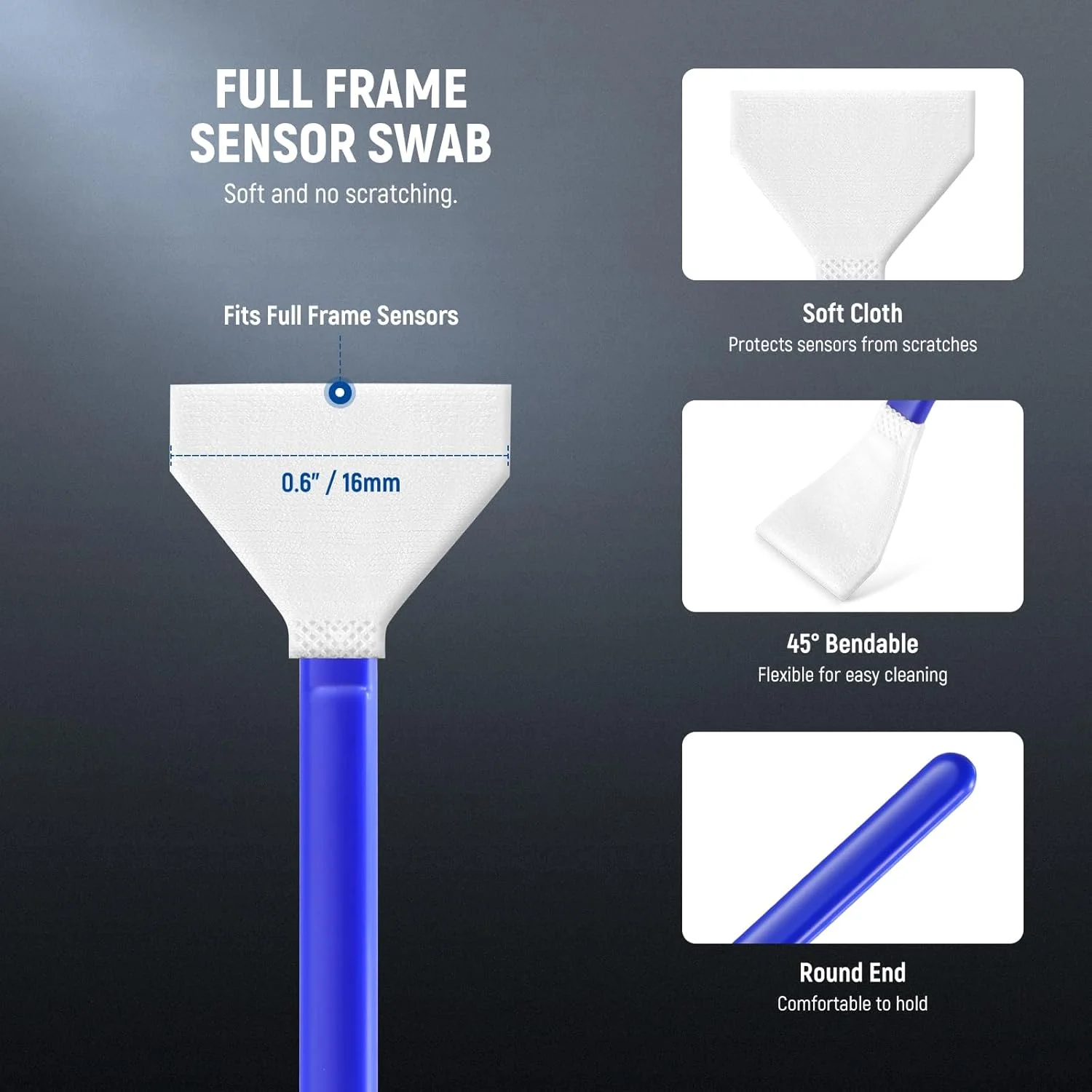 کیت تمیز کننده لنز دوربین نیور 12 در 1 برای دوربین های DSLR، لوازم الکترونیکی، تلفن ها، تبلت ها، 10 عدد سواب تمیز کننده برای سنسور 16 میلی متری APS-C + 1 عدد اسپری تمیز کننده + 1 عدد پارچه، HM-47