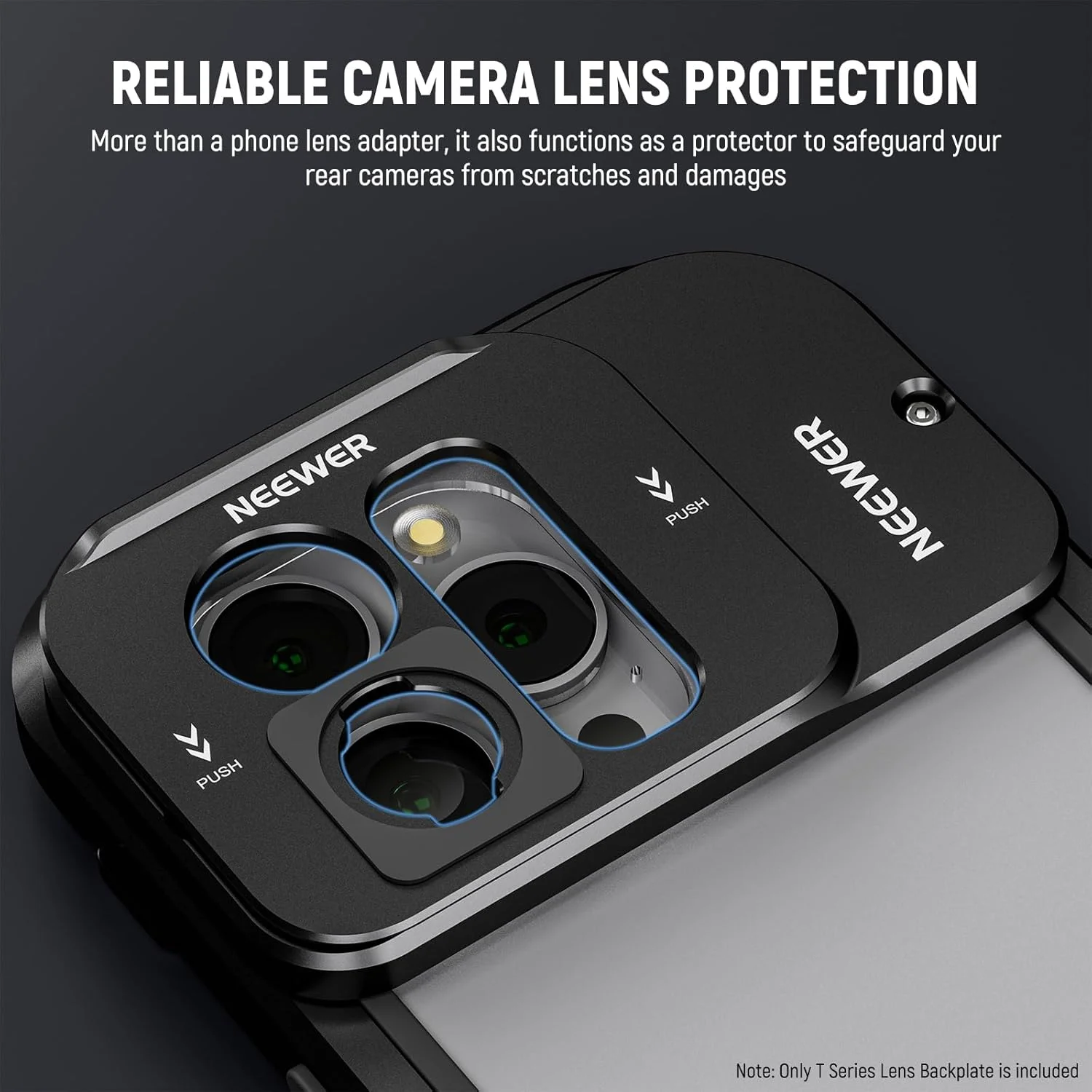 صفحه نصب لنز سری T نیور، صفحه پشتی برای قفس تلفن آیفون 15 پرو و آیفون 15 پرو مکس (PA023 و PA024)، آداپتور نصب سریع، سازگار با لنزهای موبایل سری Moment T، مدل PA034
