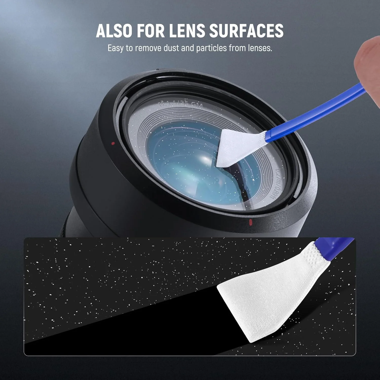 کیت تمیز کننده لنز دوربین نیور 12 در 1 برای دوربین های DSLR، لوازم الکترونیکی، تلفن ها، تبلت ها، 10 عدد سواب تمیز کننده برای سنسور 16 میلی متری APS-C + 1 عدد اسپری تمیز کننده + 1 عدد پارچه، HM-47