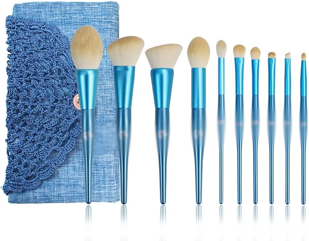 ست 10 عددی برس آرایشی حرفه ای اسکیپدر به همراه کیف، موی مصنوعی و دسته چوبی
