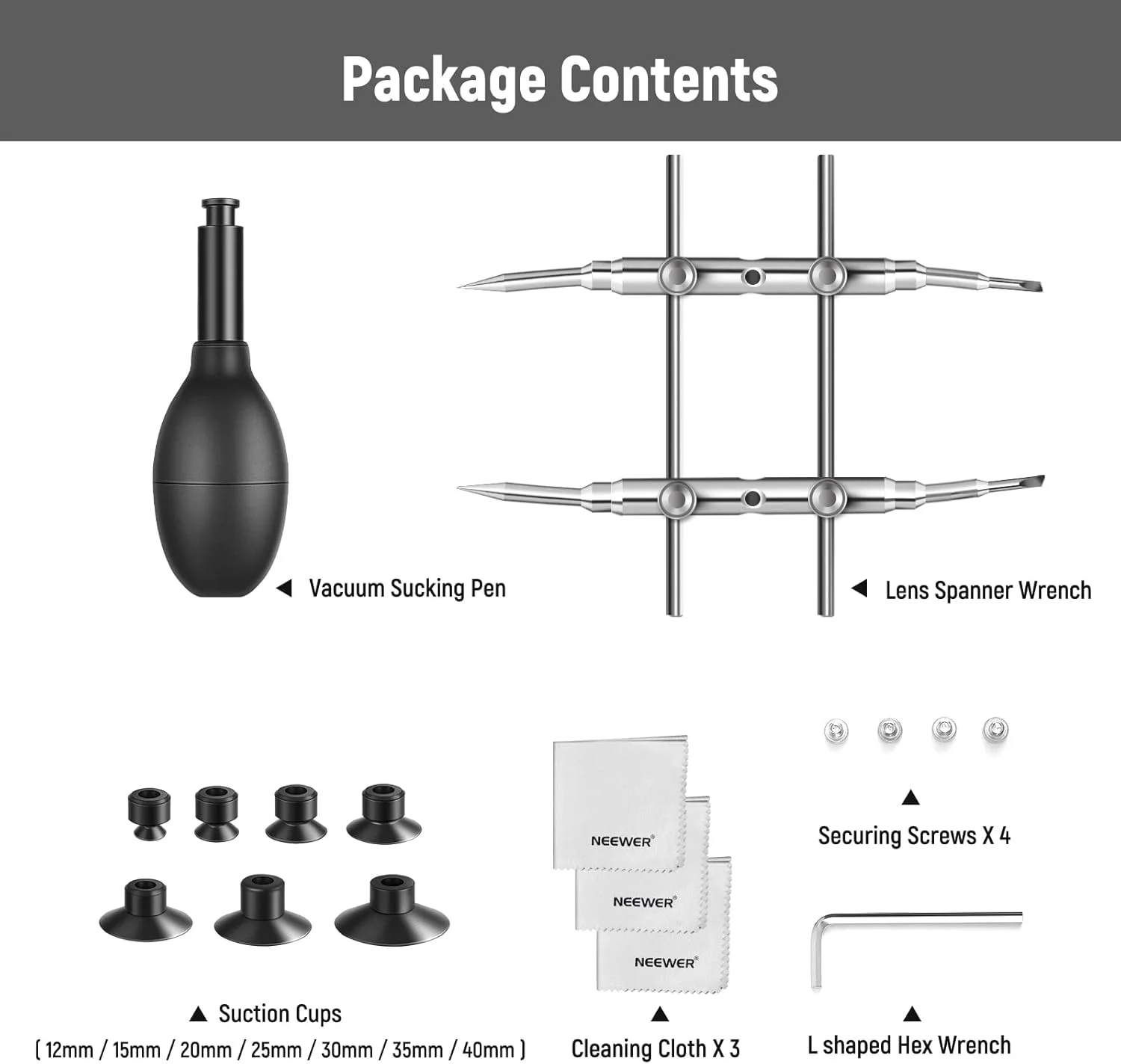 کیت مکنده لنز و آچار NEEWER، قلم مکش خلاء IC با 7 فنجان مکش قابل تعویض و نوک های منحنی، آچار لنز دوربین ابزار فولاد ضد زنگ برای تعمیر و تمیز کردن لنز کیت مکنده لنز و آچار NEEWER، قلم مکش خلاء IC با 7 فنجان مکش قابل تعویض و نوک های منحنی، آچار لنز دوربین ابزار فولاد ضد زنگ برای تعمیر و تمیز کردن لنز