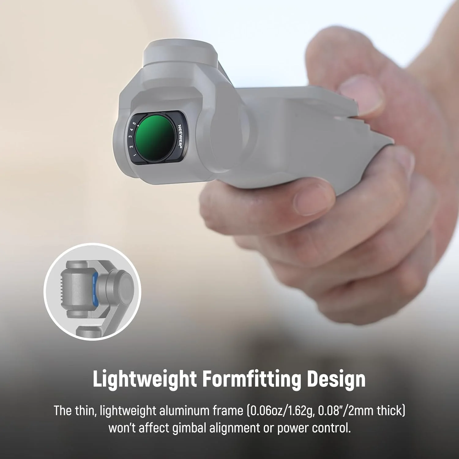 فیلتر ND متغیر NEEWER سازگار با لوازم جانبی DJI Osmo Pocket 3 Creator Combo، فیلتر مغناطیسی با چگالی خنثی قابل تنظیم ND2-32 برای لنز دوربین اکشن، 2 محافظ صفحه نمایش، 2 پارچه تمیز کننده