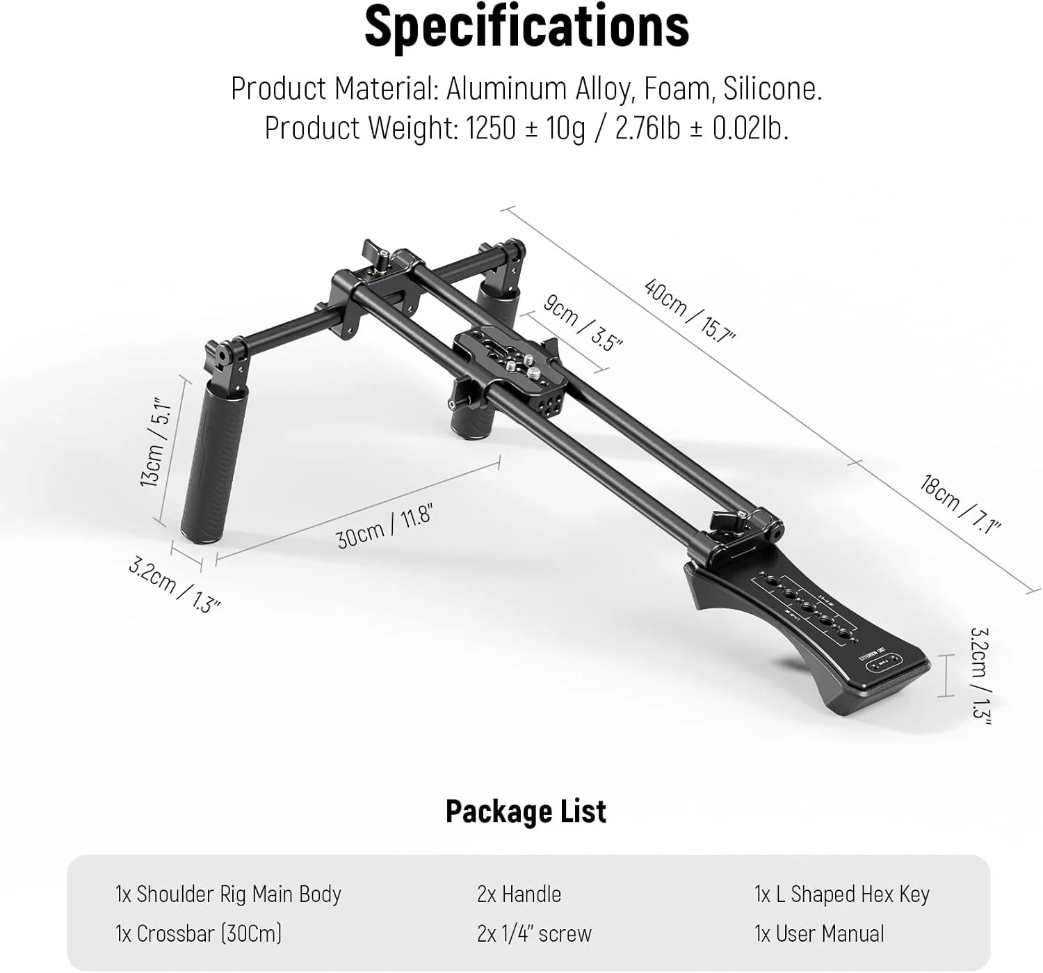 مجموعه ریگ شانهای یونیورسال NEEWER، سیستم پشتیبانی میلهای 15 میلیمتری توسعهیافته 16 اینچی/40 سانتیمتری، تثبیتکننده دوربین برای دوربین فیلمبرداری DSLR، سازگار با SmallRig Follow Focus/پشتیبانی لنز/Matte Box، SR004 مجموعه ریگ شانهای یونیورسال NEEWER، سیستم پشتیبانی میلهای 15 میلیمتری توسعهیافته 16 اینچی/40 سانتیمتری، تثبیتکننده دوربین برای دوربین فیلمبرداری DSLR، سازگار با SmallRig Follow Focus/پشتیبانی لنز/Matte Box، SR004