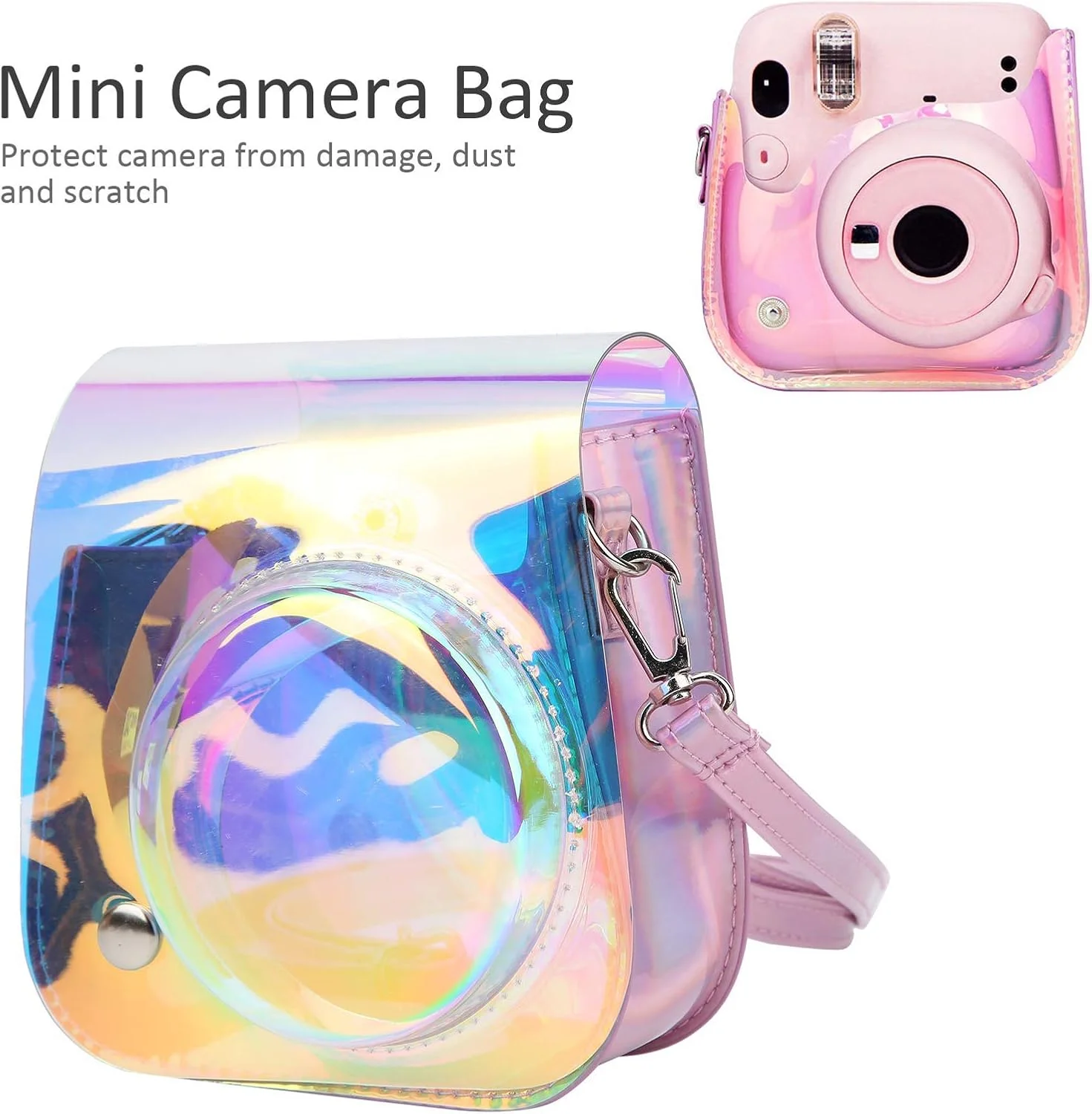 مجموعه لوازم جانبی دوربین 8 تکه ای eWINNER سازگار با دوربین فوجی فیلم اینستکس مینی 11 / شامل کیف دوربین / بند / حاشیه / لنز سلفی / آلبوم / فیلترها و قاب آویز دیواری (نقره ای جادویی)