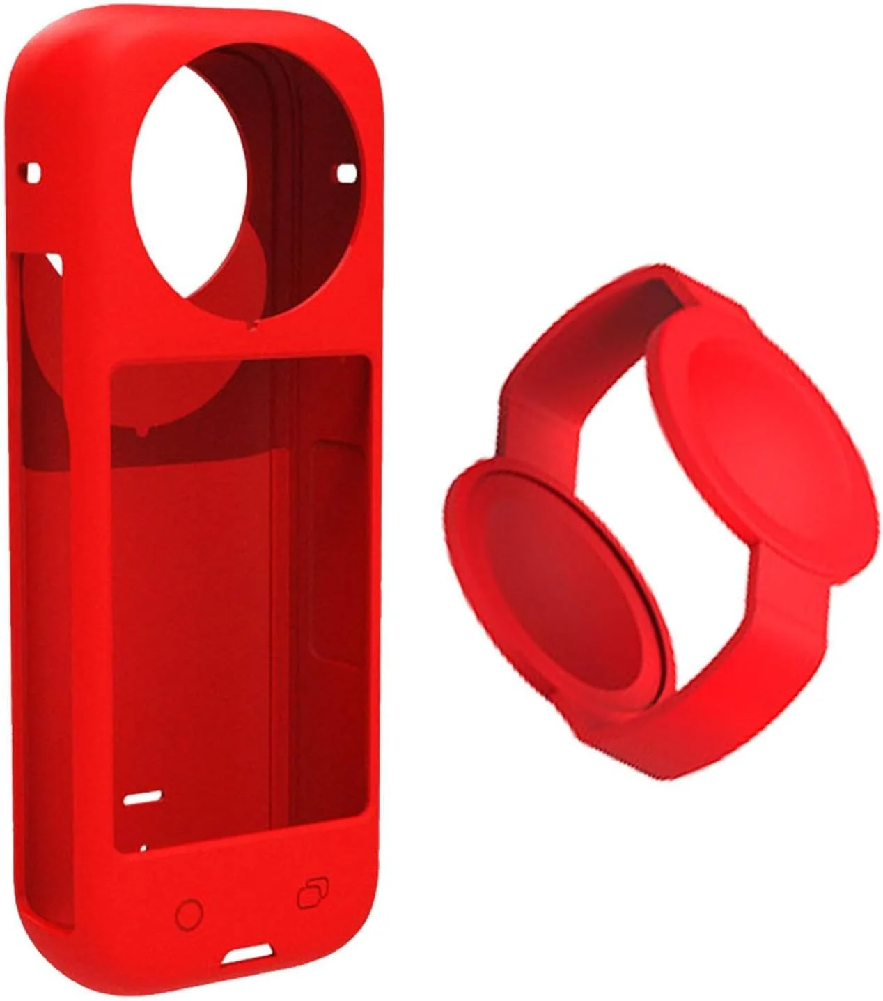 محافظ سیلیکونی دوربین ورزشی پانورامای Insta360 X4 به همراه پوشش لنز / محافظ کامل / ضد گرد و غبار و ضد ضربه مناسب برای Insta 360 X4 (قرمز)