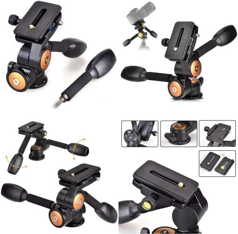 سر سه پایه سه بعدی دو دسته ای eWINNER با صفحه QR، ظرفیت بارگیری 20 کیلوگرم، چرخش 360 درجه برای دوربین های DSLR/اکشن/فیلمبرداری/لنزهای تله فوتو و چراغ های ویدئویی (Q-80)