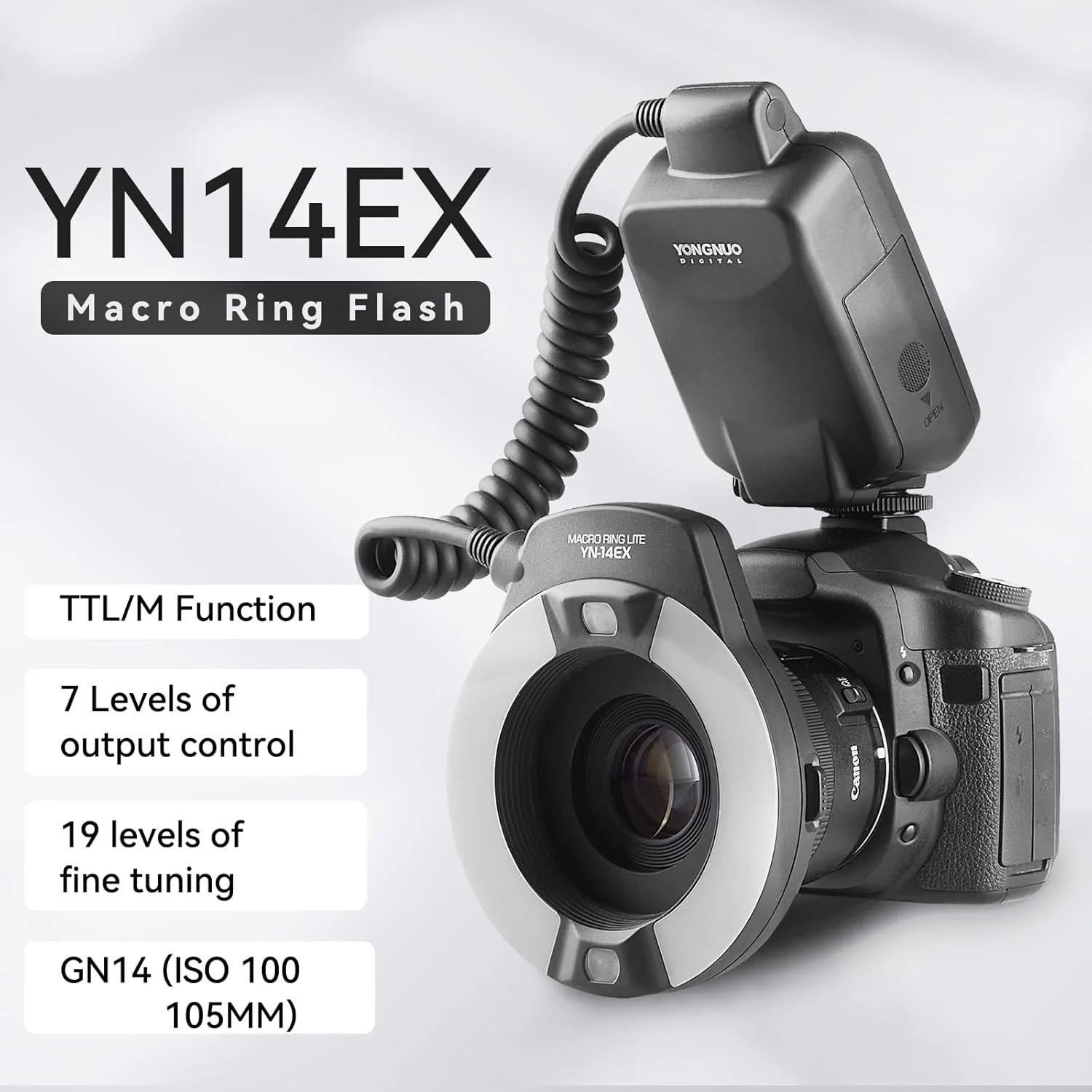 فلاش حلقوی ماکرو Yongnuo YN-14EX YN14EX TTL / چراغ فلاش LED با حلقه آداپتور برای دوربین های DSLR کانن EOS مشابه Canon MR-14EX فلاش حلقوی ماکرو Yongnuo YN-14EX YN14EX TTL / چراغ فلاش LED با حلقه آداپتور برای دوربین های DSLR کانن EOS مشابه Canon MR-14EX