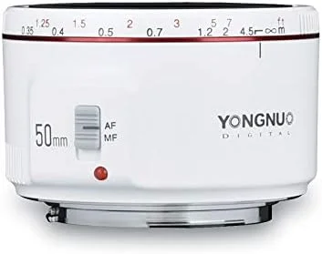 لنز سفید رنگ YONGNUO YN50 mm F1.8 II سازگار با Canon لنز سفید رنگ YONGNUO YN50 mm F1.8 II سازگار با Canon