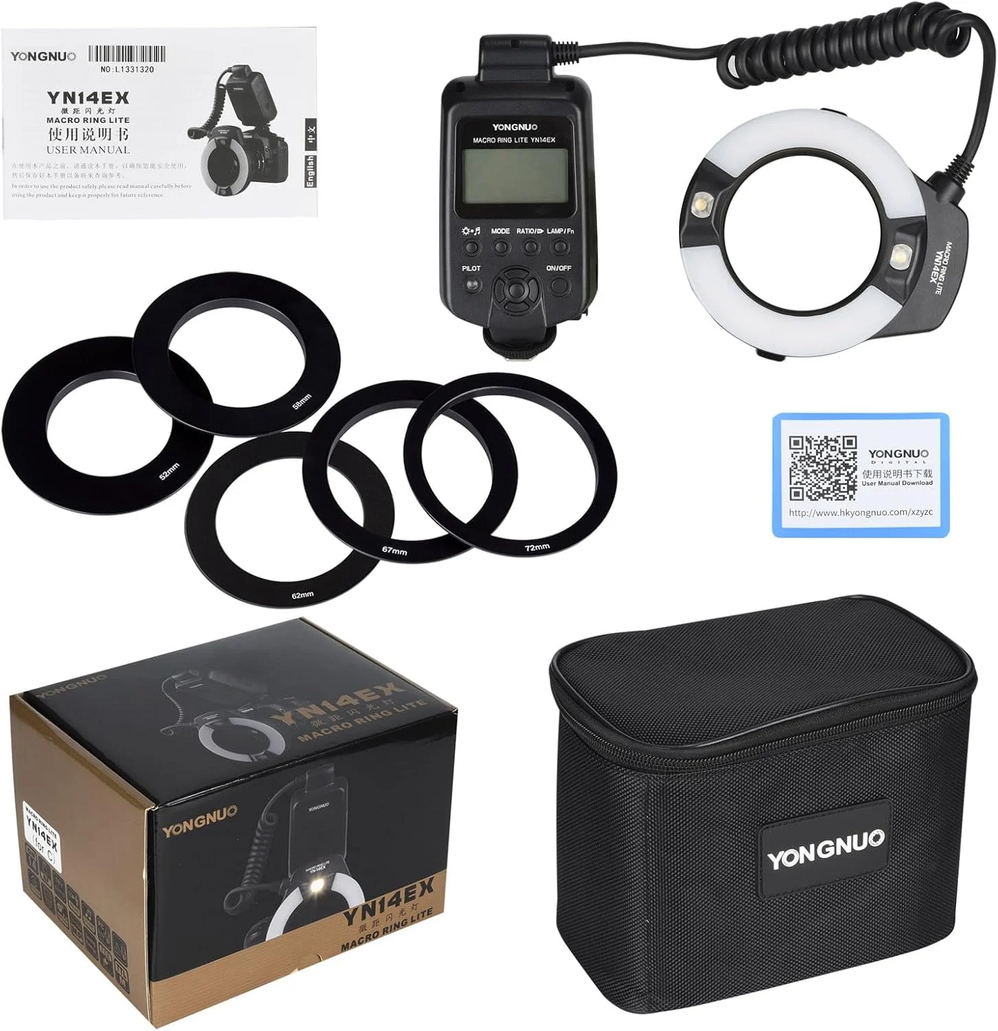 فلاش حلقوی ماکرو Yongnuo YN-14EX YN14EX TTL / چراغ فلاش LED با حلقه آداپتور برای دوربین های DSLR کانن EOS مشابه Canon MR-14EX فلاش حلقوی ماکرو Yongnuo YN-14EX YN14EX TTL / چراغ فلاش LED با حلقه آداپتور برای دوربین های DSLR کانن EOS مشابه Canon MR-14EX