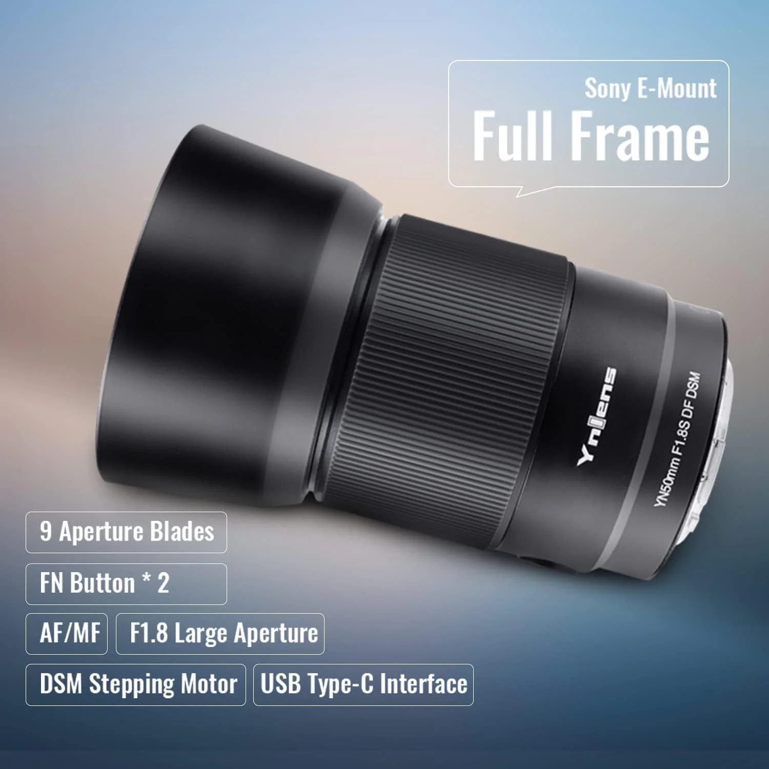 لنز یونگنو YN50MM F1.8S DF DSM برای سونی، لنز پرایم استاندارد فول فریم با فوکوس خودکار، سازگار با دوربین های Sony E Mount لنز یونگنو YN50MM F1.8S DF DSM برای سونی، لنز پرایم استاندارد فول فریم با فوکوس خودکار، سازگار با دوربین های Sony E Mount