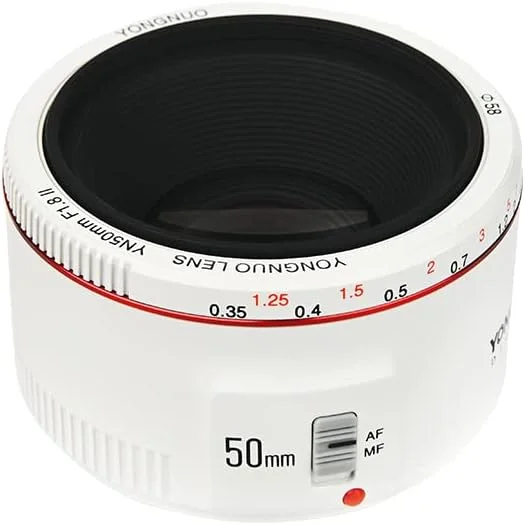 لنز سفید رنگ YONGNUO YN50 mm F1.8 II سازگار با Canon لنز سفید رنگ YONGNUO YN50 mm F1.8 II سازگار با Canon