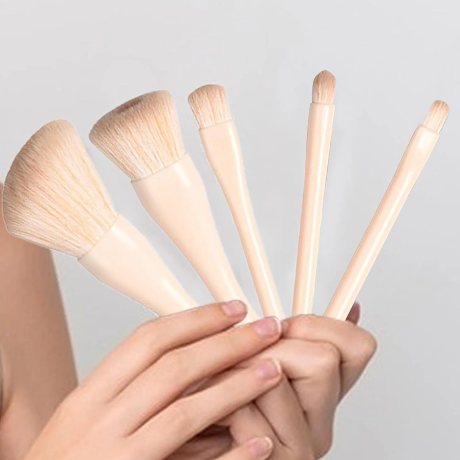 ست براش آرایشی کوچک - ست براش آرایشی لوازم آرایشی صورت - اپلیکاتور ابزار آرایشی جمع شونده حرفه ای برای کانسیلر، رژگونه، لب، پودر شل، سایه چشم، کرم پودر