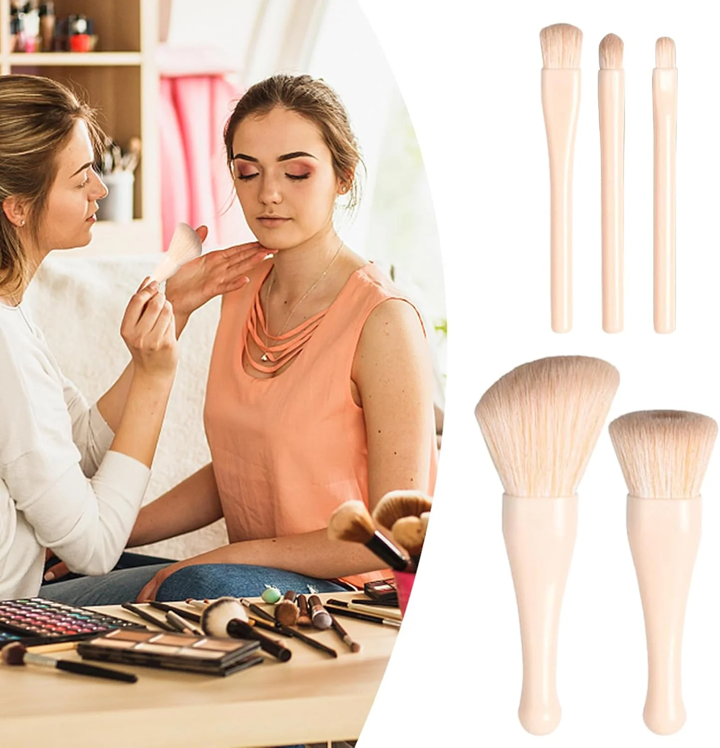 ست براش آرایشی کوچک - ست براش آرایشی لوازم آرایشی صورت - اپلیکاتور ابزار آرایشی جمع شونده حرفه ای برای کانسیلر، رژگونه، لب، پودر شل، سایه چشم، کرم پودر