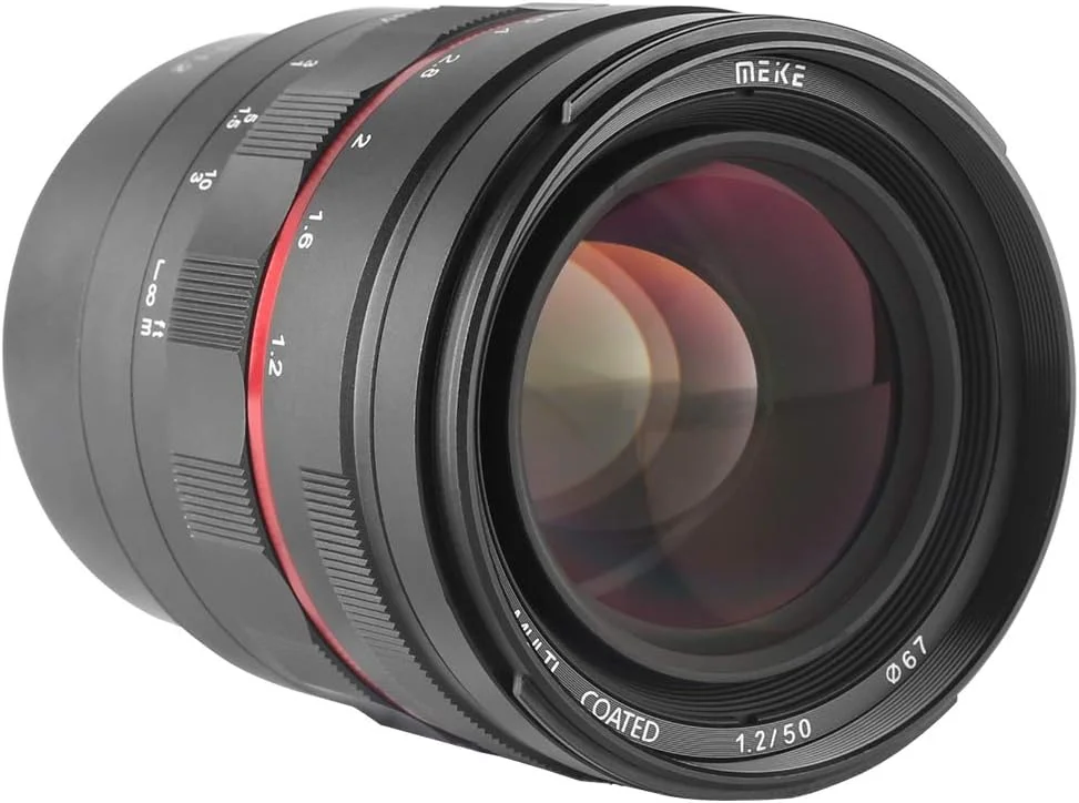لنز 50mm F1.2 با دیافراگم بزرگ و فول فریم با فوکوس دستی Meike برای دوربین های Canon با مانت RF مدل EOS-R EOS-RP R5 R6 لنز 50mm F1.2 با دیافراگم بزرگ و فول فریم با فوکوس دستی Meike برای دوربین های Canon با مانت RF مدل EOS-R EOS-RP R5 R6