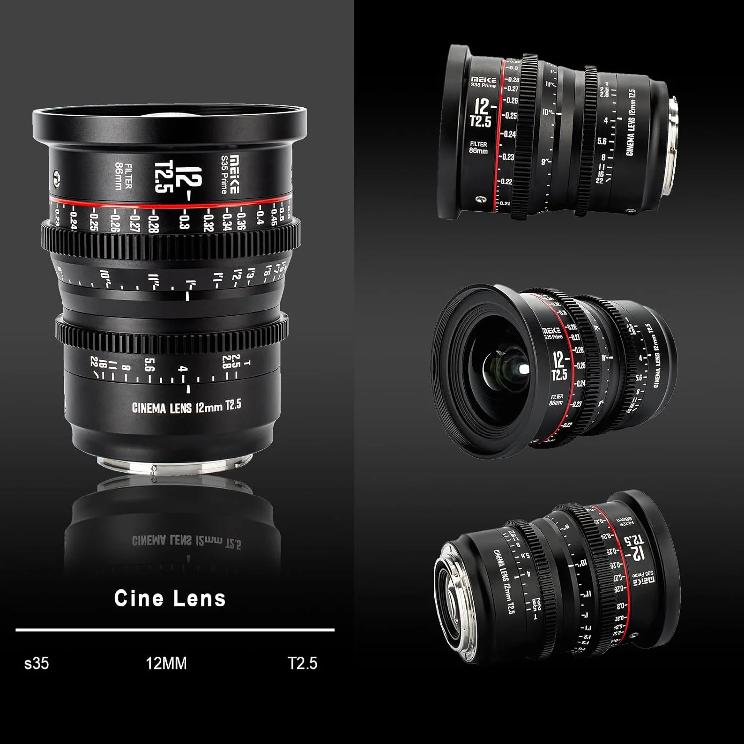 لنز سینمایی Meike 12mm T2.5 - سازگار با مانت Canon EF و دوربین های فیلمبرداری EOS C100, C200, C300, Zcam E2-S6 6K لنز سینمایی Meike 12mm T2.5 - سازگار با مانت Canon EF و دوربین های فیلمبرداری EOS C100, C200, C300, Zcam E2-S6 6K