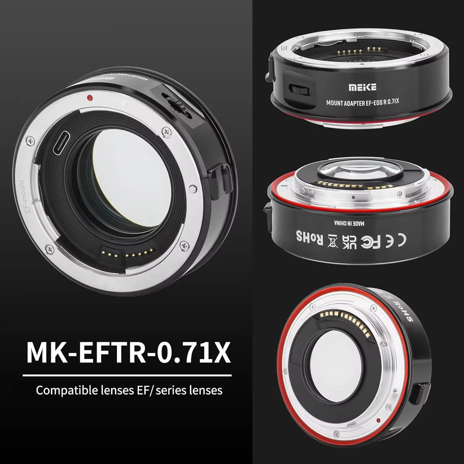 آداپتور لنز Meike EFTR-0.71X، بوستر سرعت 0.71x، مبدل مانت لنز کاهنده فاصله کانونی برای لنزهای مانت Canon EF به دوربین های Canon APS-C EOS R10