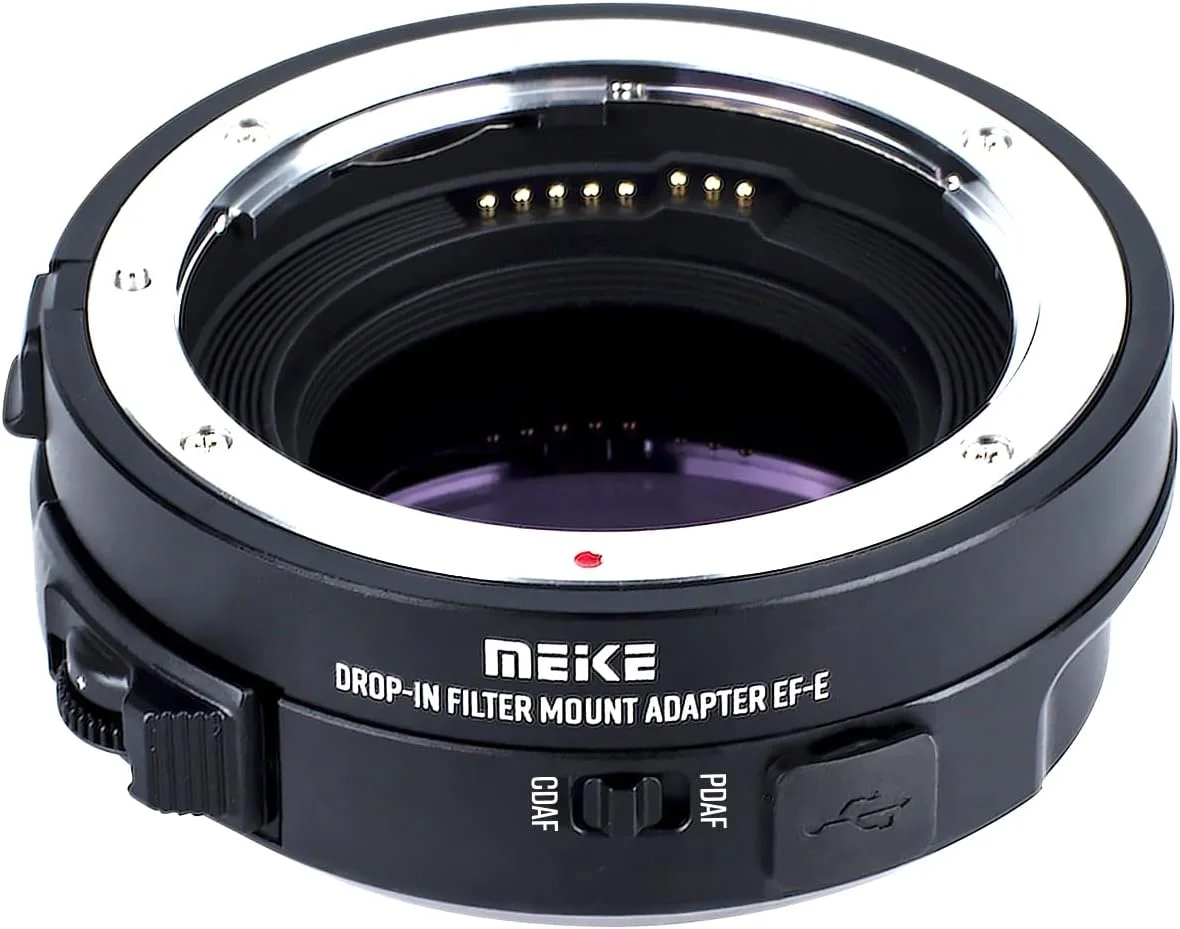 آداپتور لنز مانت اتوماتیک فوکوس فیلتر متغیر Meike MK-EFTE-C VND برای لنزهای Canon EF/EF-S به دوربین های Sony E Mount به همراه فیلتر ND متغیر و فیلتر UV مناسب برای A7SII A7 A6000 A6500 A7SIII A9