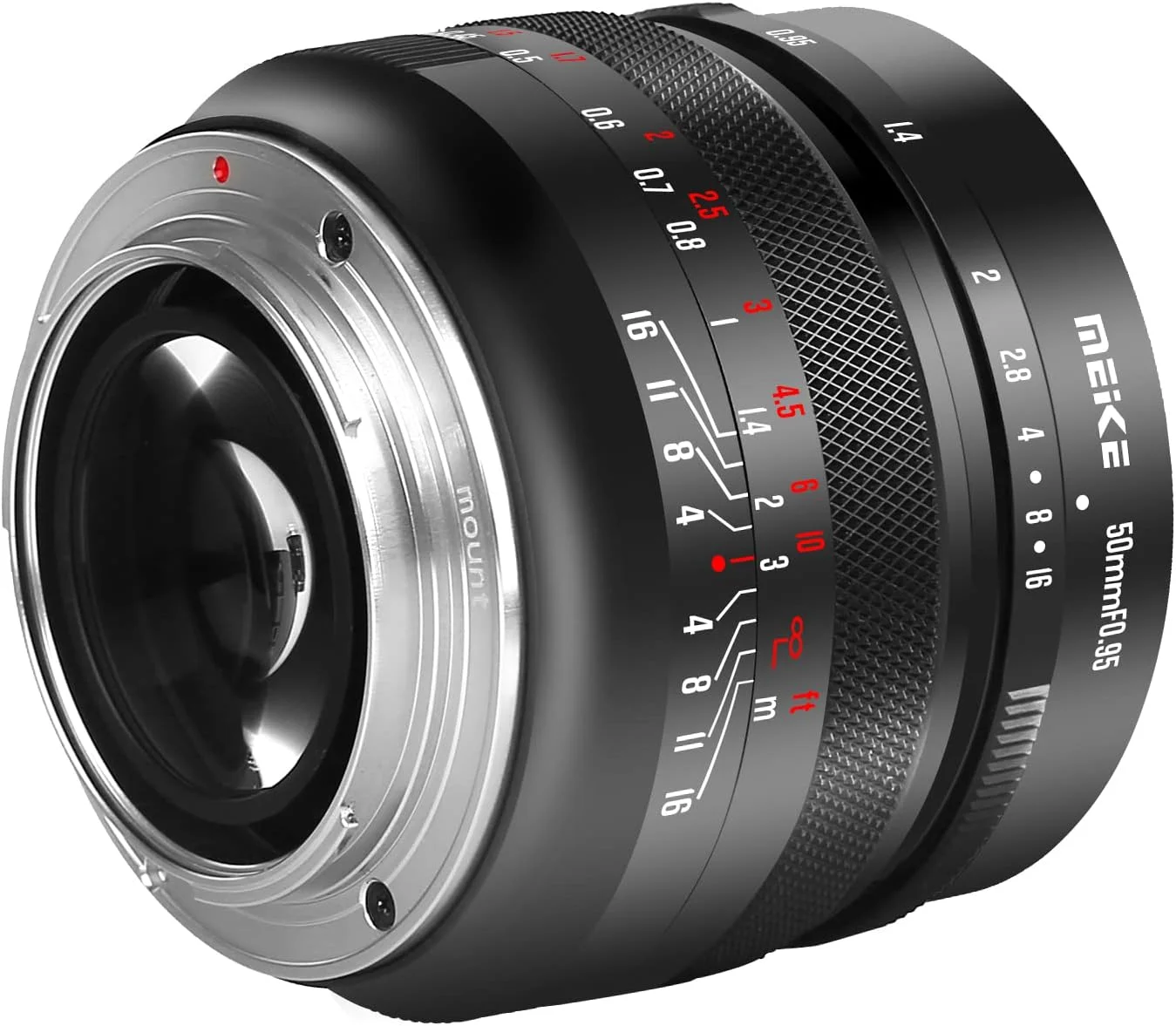 لنز 50mm Meike با دیافراگم بزرگ f0.95 و فوکوس دستی سازگار با دوربین های بدون آینه فوجی فیلم X Mount مدل های X-T1 X-T2 X-T3 X-T4 X-T5 X-T10 X-T20 X-T100 X-T200 XPro1 X-S10 X100VI