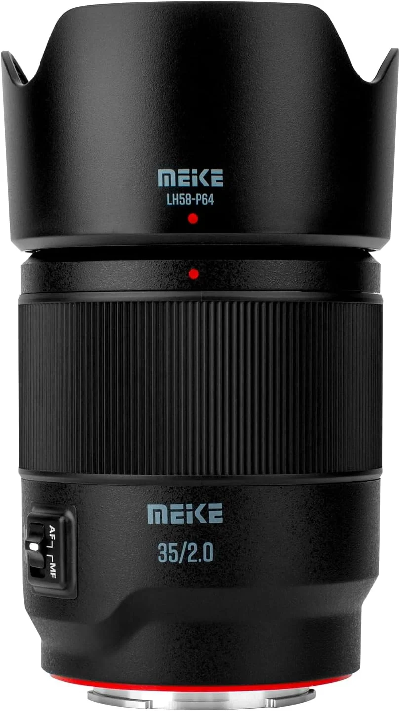 لنز 35 میلی‌متری Meike F2.0 با فوکوس خودکار، فرمت کامل، موتور پله‌ای STM، سازگار با دوربین‌های Sony E Mount مدل‌های A7 A7R A7IV A7R IV A7III A7RII A7RIII A7SIII A9 A7C A7CII