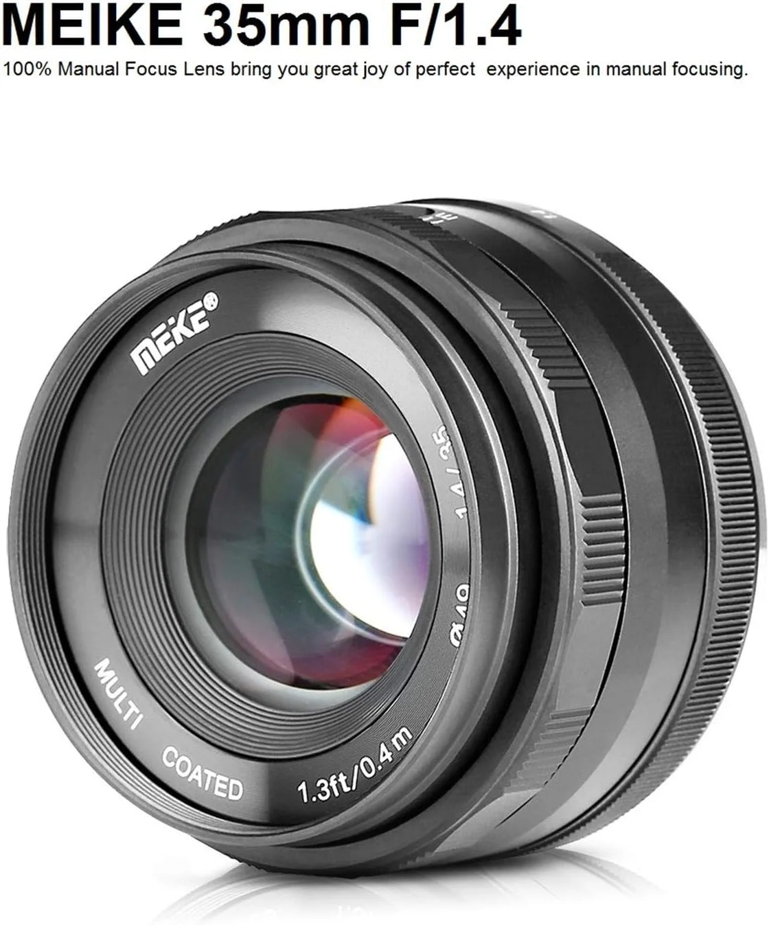 لنز 35mm F/1.4 با دیافراگم بزرگ و فوکوس دستی MEIKE سازگار با دوربین های بدون آینه فوجی فیلم مانند X-T1 X-T2 X-T3