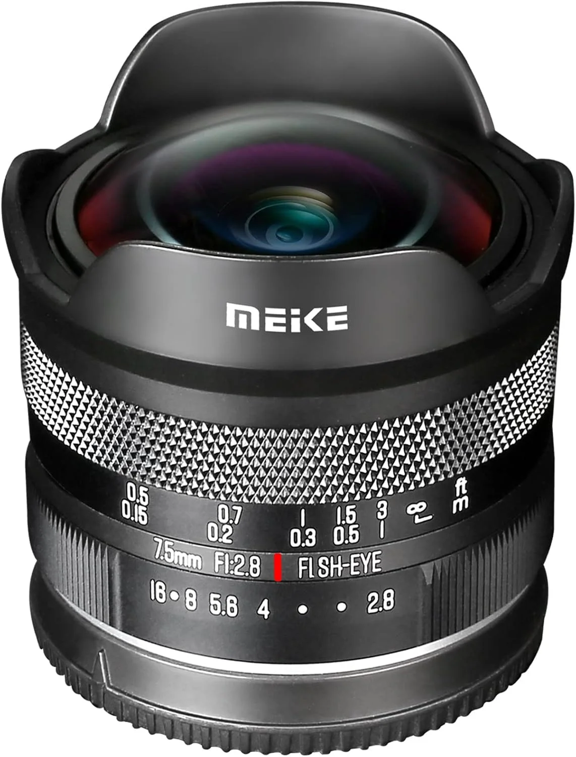 لنز چشم ماهی Meike 7.5mm f2.8 با زاویه دید فوق عریض و فوکوس دستی سازگار با دوربین های Nikon Z Mount مدل های Z50, Z50II, Z5, Z6, Z7, Z6II, Z7II, Z30, Zfc در حالت APS-C