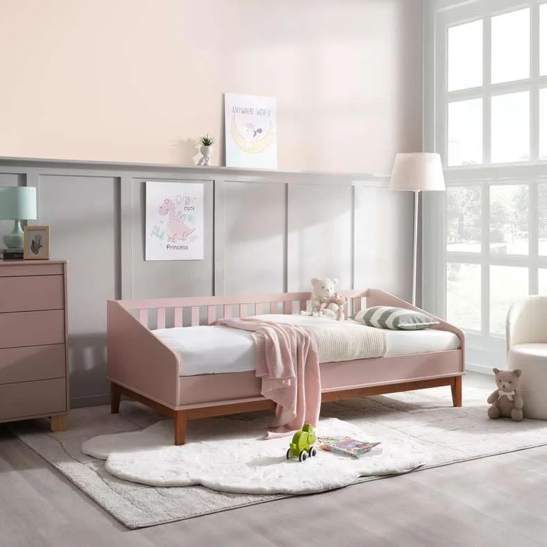 تخت خواب یک نفره کودک دیوان پان هوم 90X190 سانتی متر صورتی