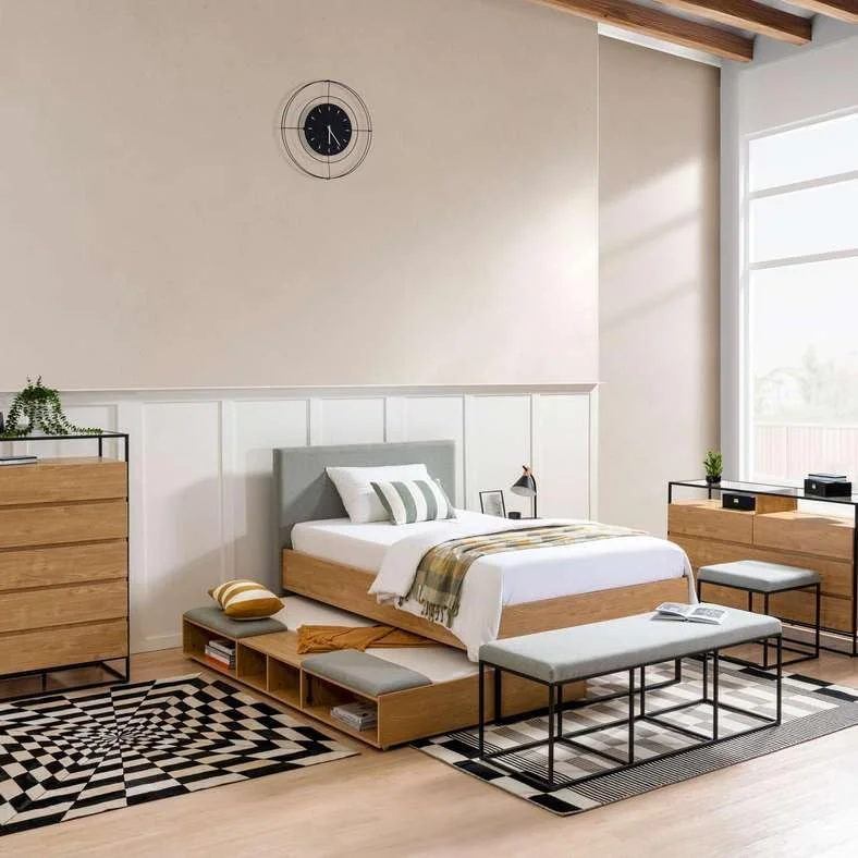 تخت یک نفره کودک والتر پان هوم، 120X200 سانتی متر، رنگ بلوطی