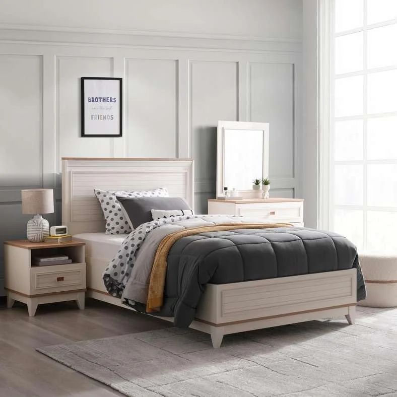 تخت خواب یک نفره کودک مدل Sedir از Pan Home، ابعاد 120X200 سانتی متر، رنگ کرم