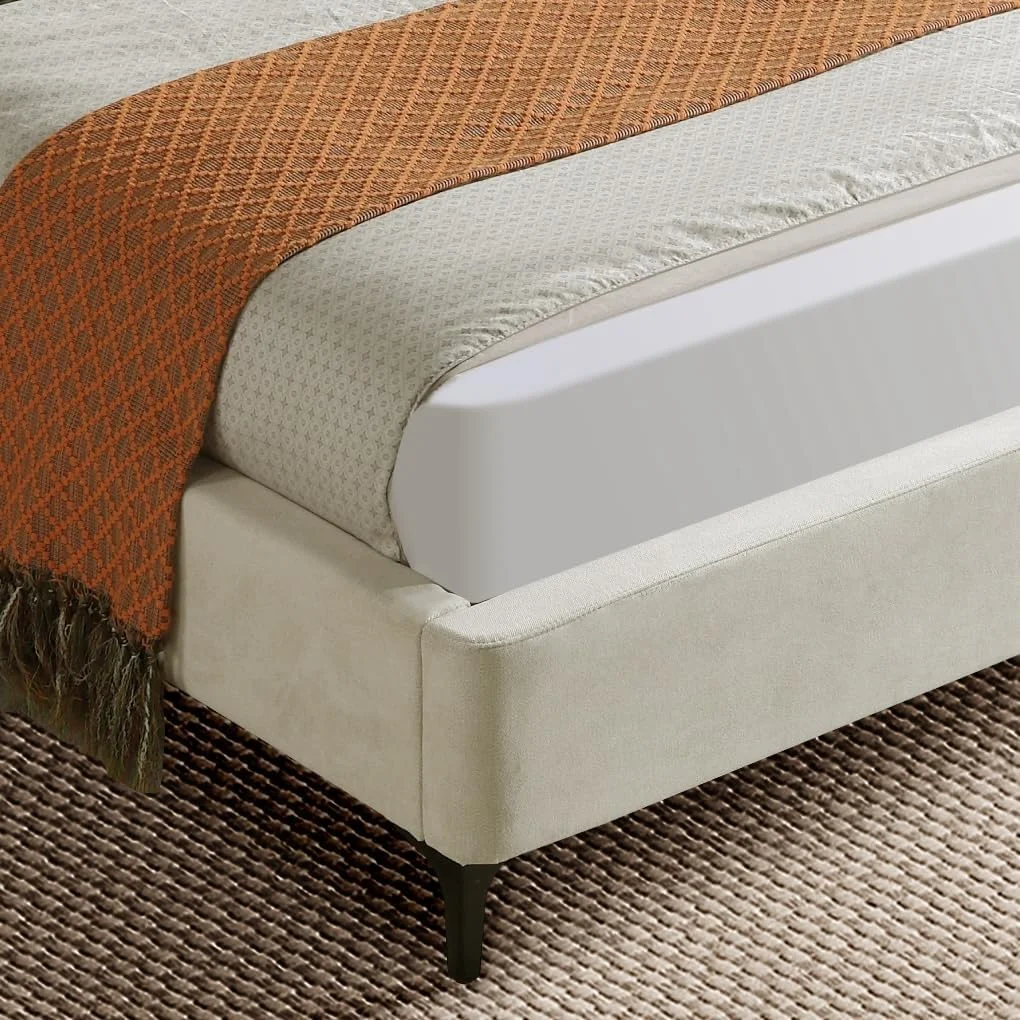 تخت خواب یک نفره روکش پارچه ای هوم کنواس مدل OSAKA با تاج منحنی و پایه های فلزی (120x200) تخت خواب یک نفره روکش پارچه ای هوم کنواس مدل OSAKA با تاج منحنی و پایه های فلزی (120x200)