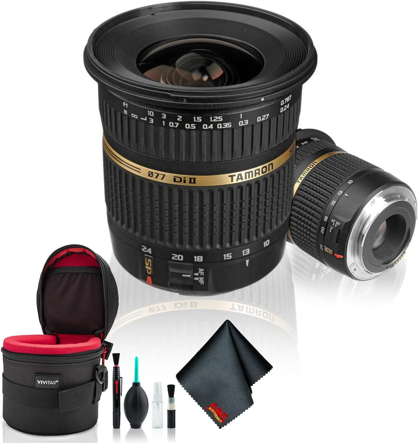 لنز زوم Tamron SP AF 10-24mm f / 3.5-4.5 DI II برای دوربین های DSLR کانن (مدل بین المللی) - بسته نرم افزاری لوکس