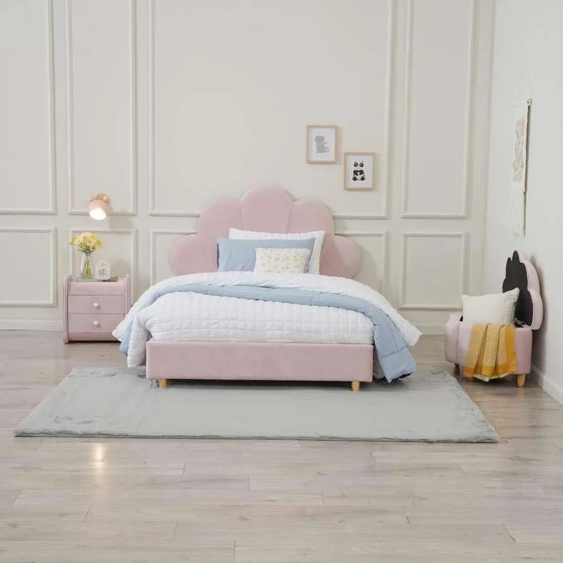 تخت یک نفره کودک طرح گل پرنسس پان هوم ابعاد 90 در 190 سانتی متر تخت یک نفره کودک طرح گل پرنسس پان هوم ابعاد 90 در 190 سانتی متر