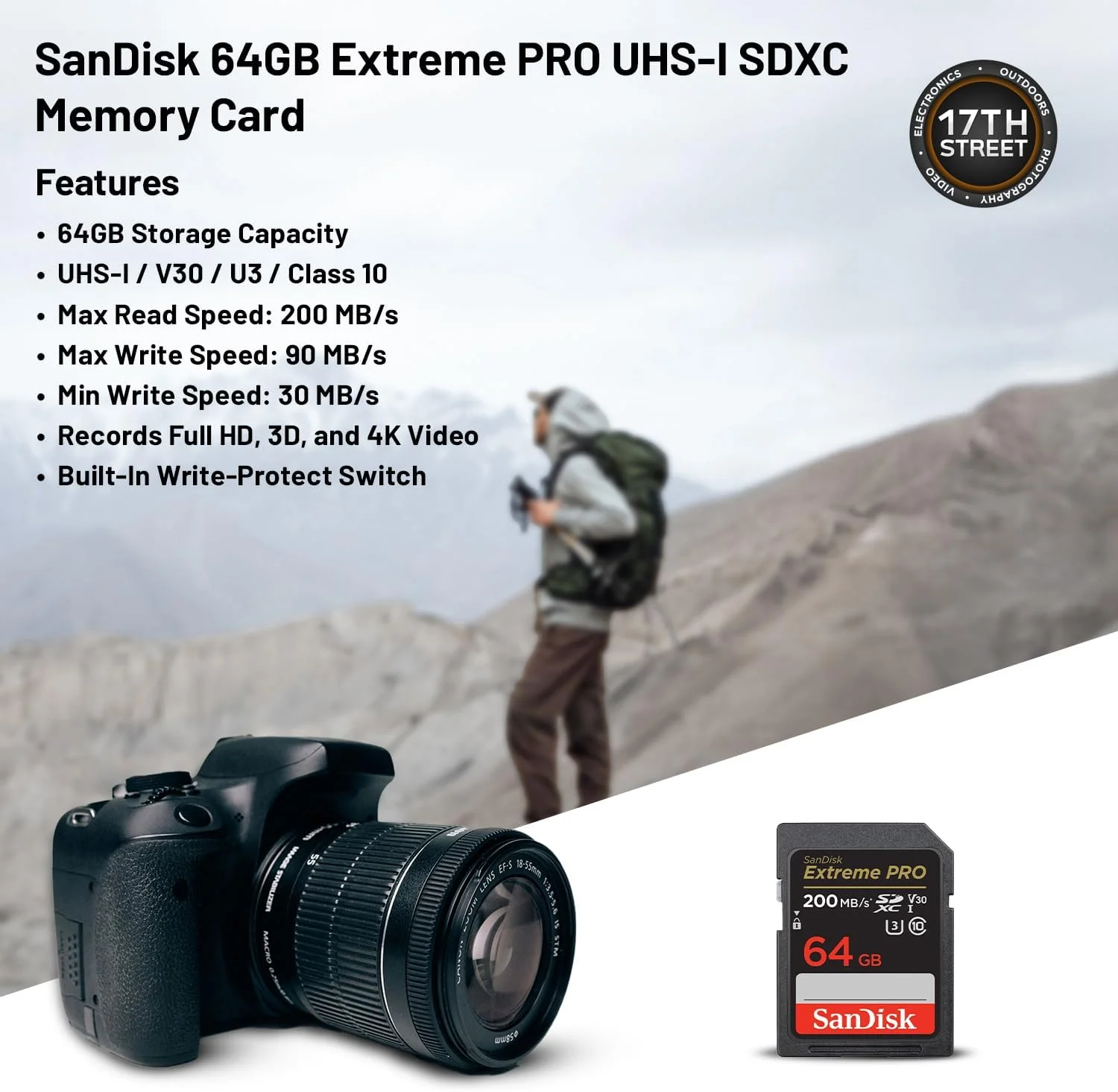 لنز تامرون 17-28mm f/2.8 Di III RXD (مانت E سونی) به همراه فوکوس خودکار سریع و عریض، کارت حافظه 64 گیگابایتی Extreme PRO SDXC با سرعت خواندن 200 مگابایت بر ثانیه، فیلتر UV تیفن 67 میلیمتری و کیت بستهبندی کوله پشتی دوربین لنز تامرون 17-28mm f/2.8 Di III RXD (مانت E سونی) به همراه فوکوس خودکار سریع و عریض، کارت حافظه 64 گیگابایتی Extreme PRO SDXC با سرعت خواندن 200 مگابایت بر ثانیه، فیلتر UV تیفن 67 میلیمتری و کیت بستهبندی کوله پشتی دوربین