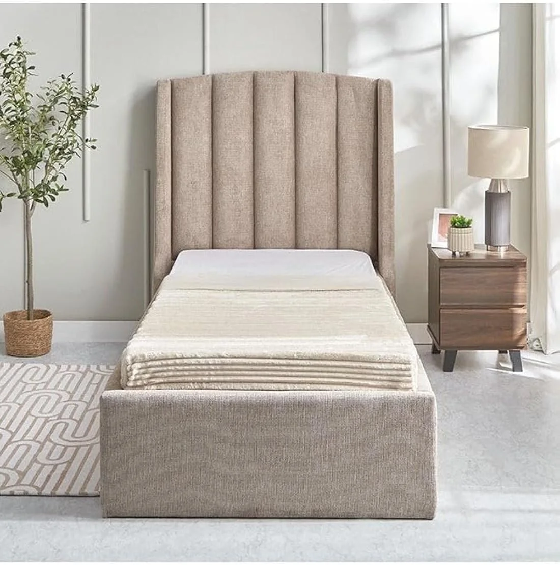 تخت خواب یک نفره روکش دار هوم باکس مدل Maine Lewis - ابعاد 90x200 سانتی متر تخت خواب یک نفره روکش دار هوم باکس مدل Maine Lewis - ابعاد 90x200 سانتی متر