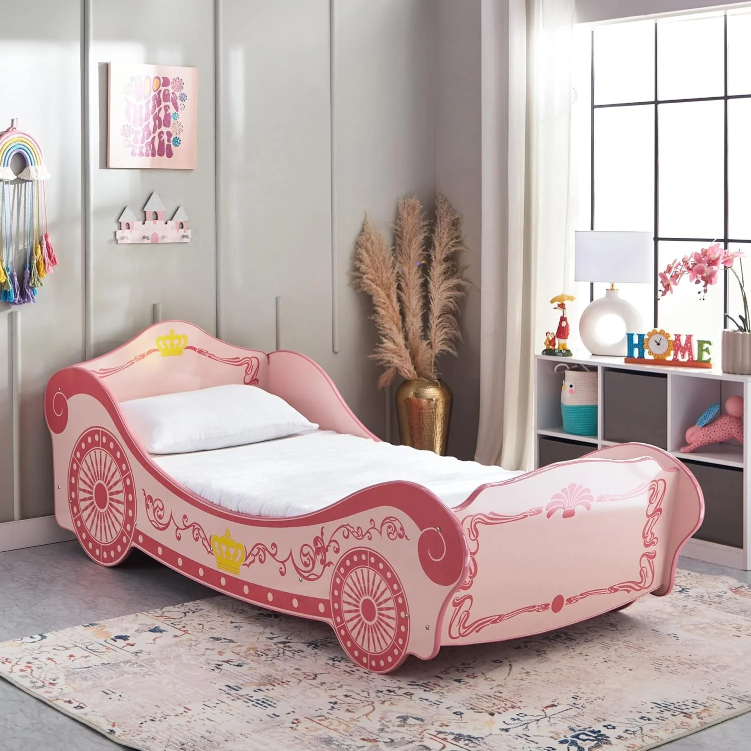 تخت خواب ماشینی یک نفره مدل HomeBox Chariot Carriage - ابعاد 90x190 سانتی متر تخت خواب ماشینی یک نفره مدل HomeBox Chariot Carriage - ابعاد 90x190 سانتی متر